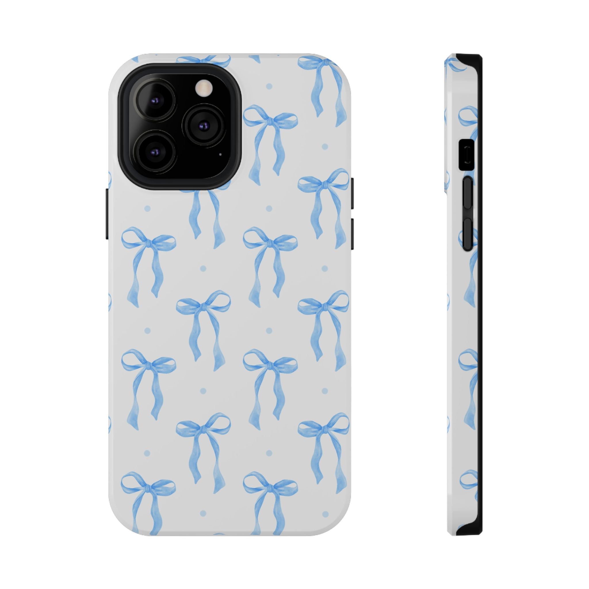 Customizable: Chic Blue Coquette Bow Impact-Resistant Phone Case