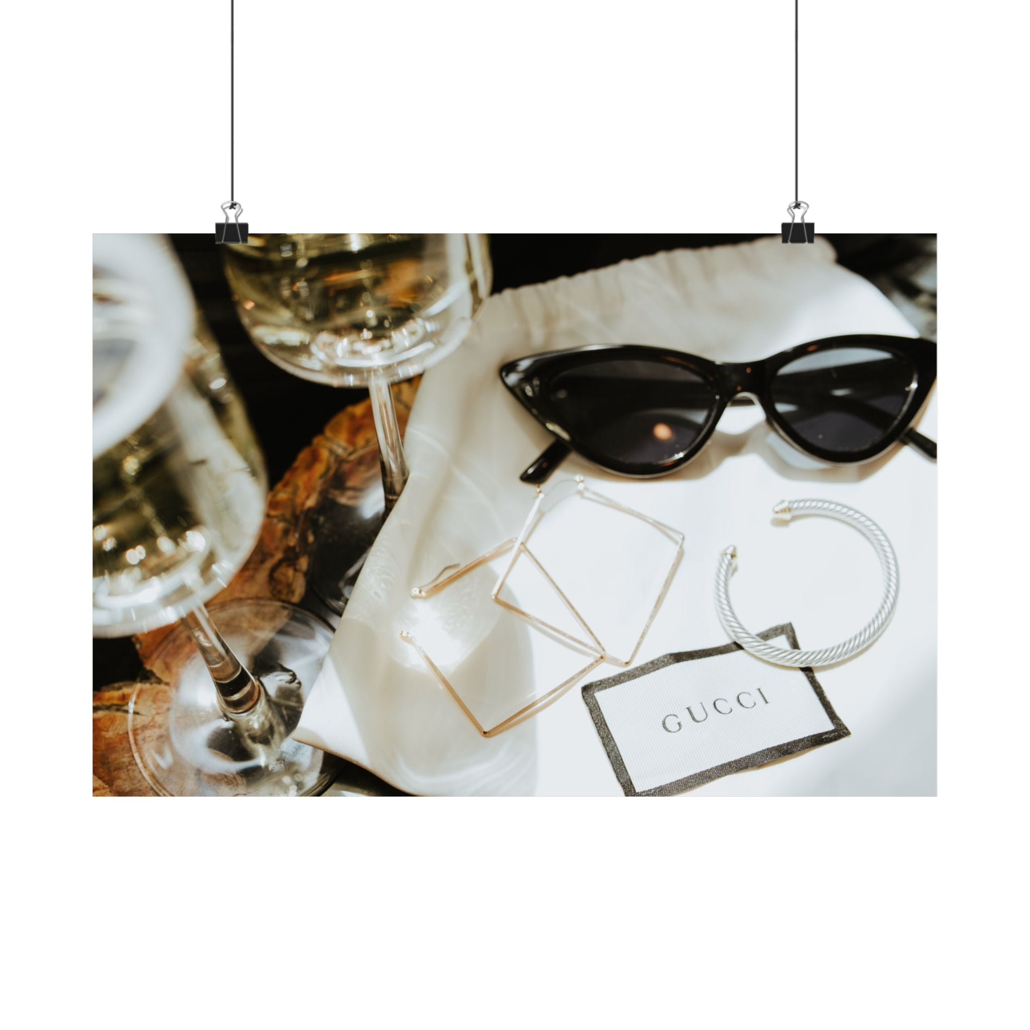 Champagne and Gucci Wall Ar, Elegant Home Decor, Fashion Artwork, Modern Wall Art, Stylish Gift for Fashion Lovers, Trendy Interior Decor
