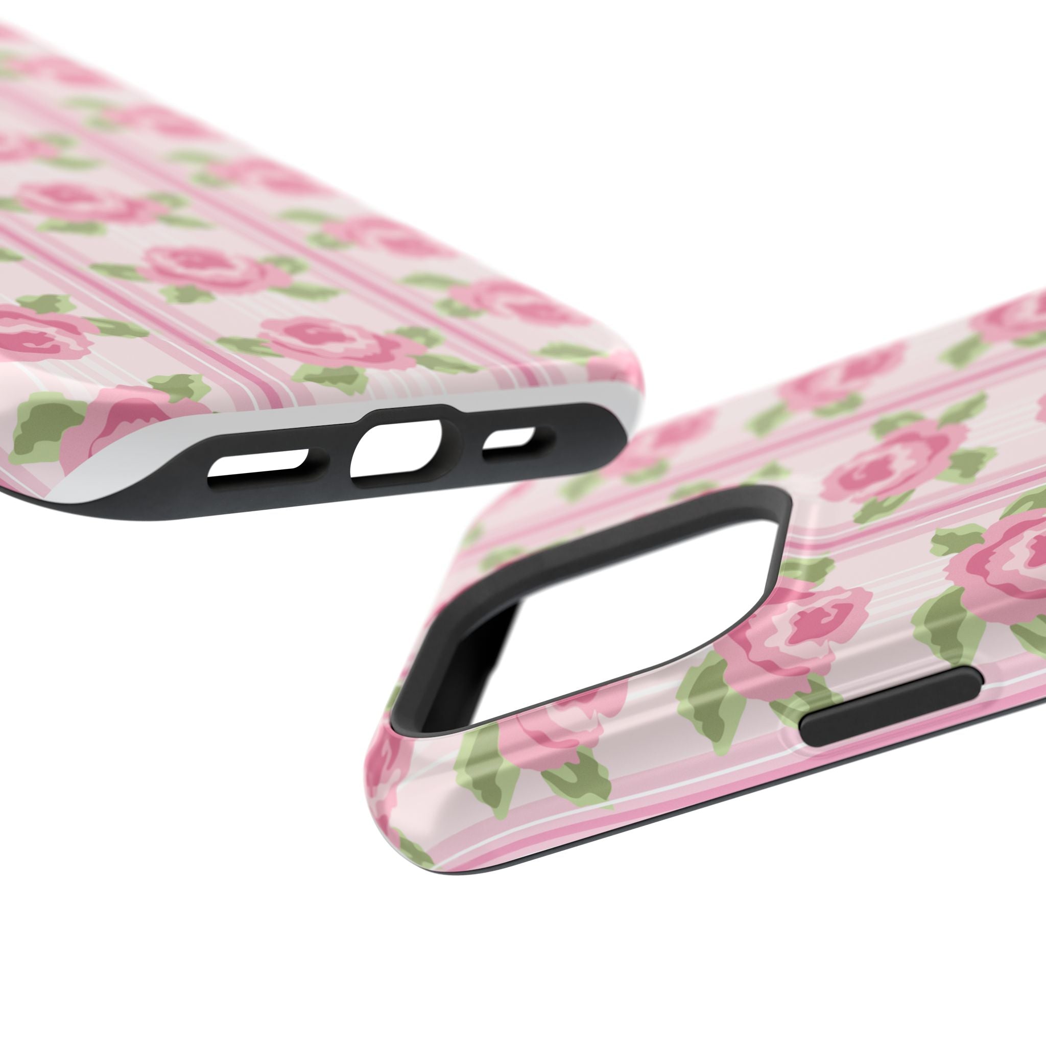 Customizable: Floral Impact-Resistant Phone Case, Pink Rose Pattern