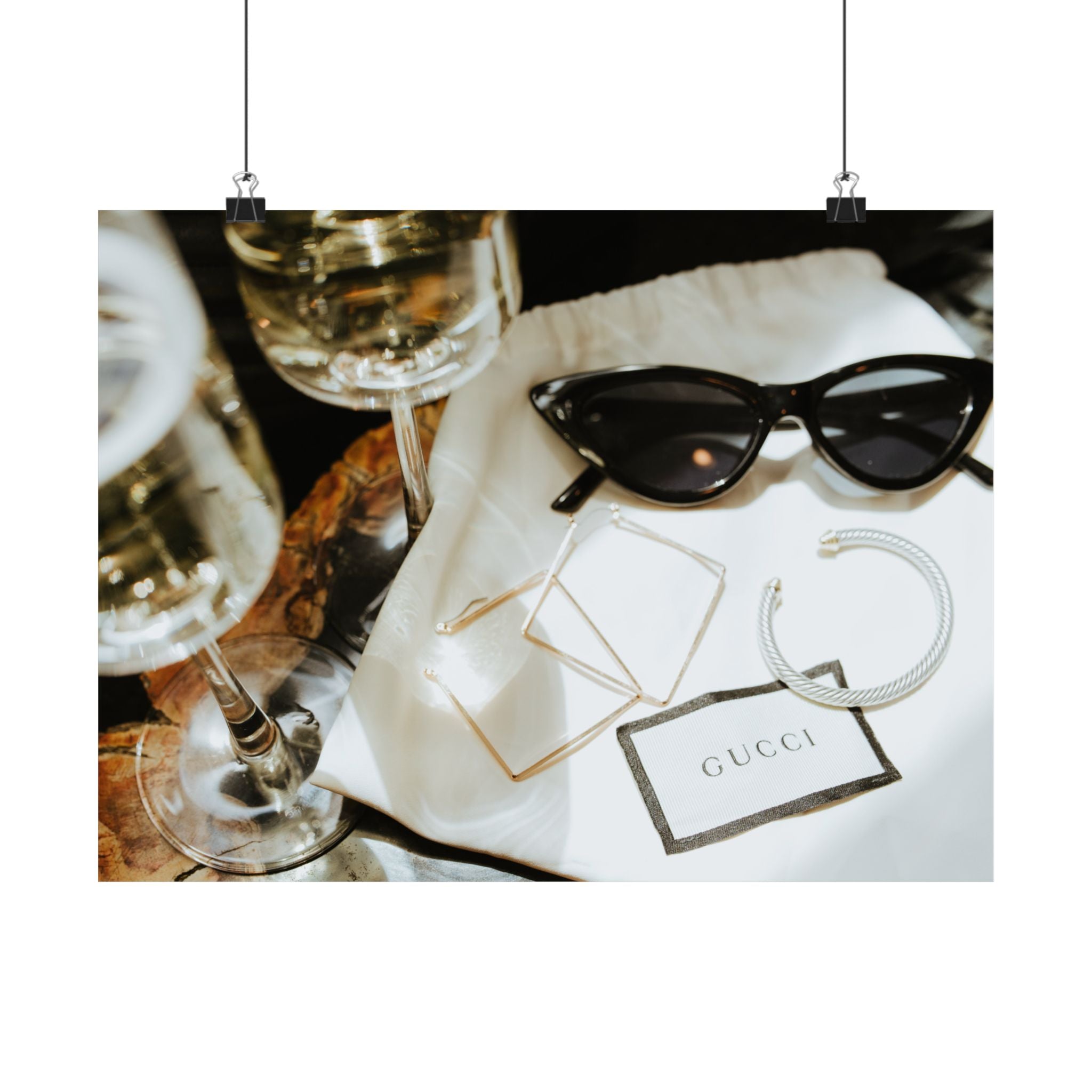 Champagne and Gucci Wall Ar, Elegant Home Decor, Fashion Artwork, Modern Wall Art, Stylish Gift for Fashion Lovers, Trendy Interior Decor