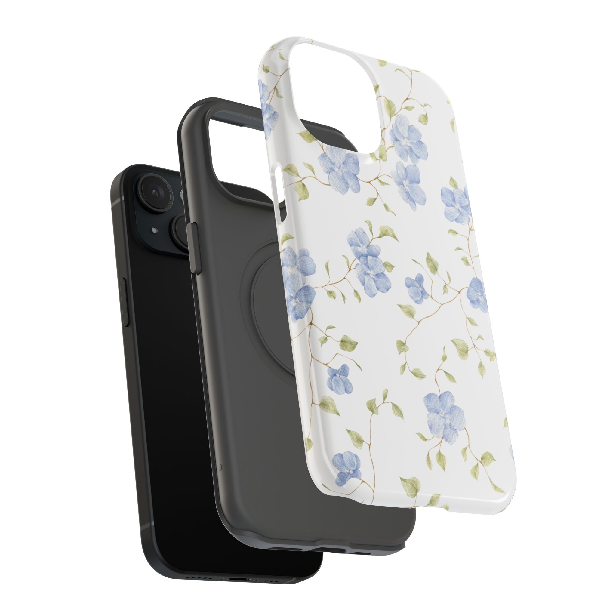 Customizable: Blue Floral Impact-Resistant Phone Case