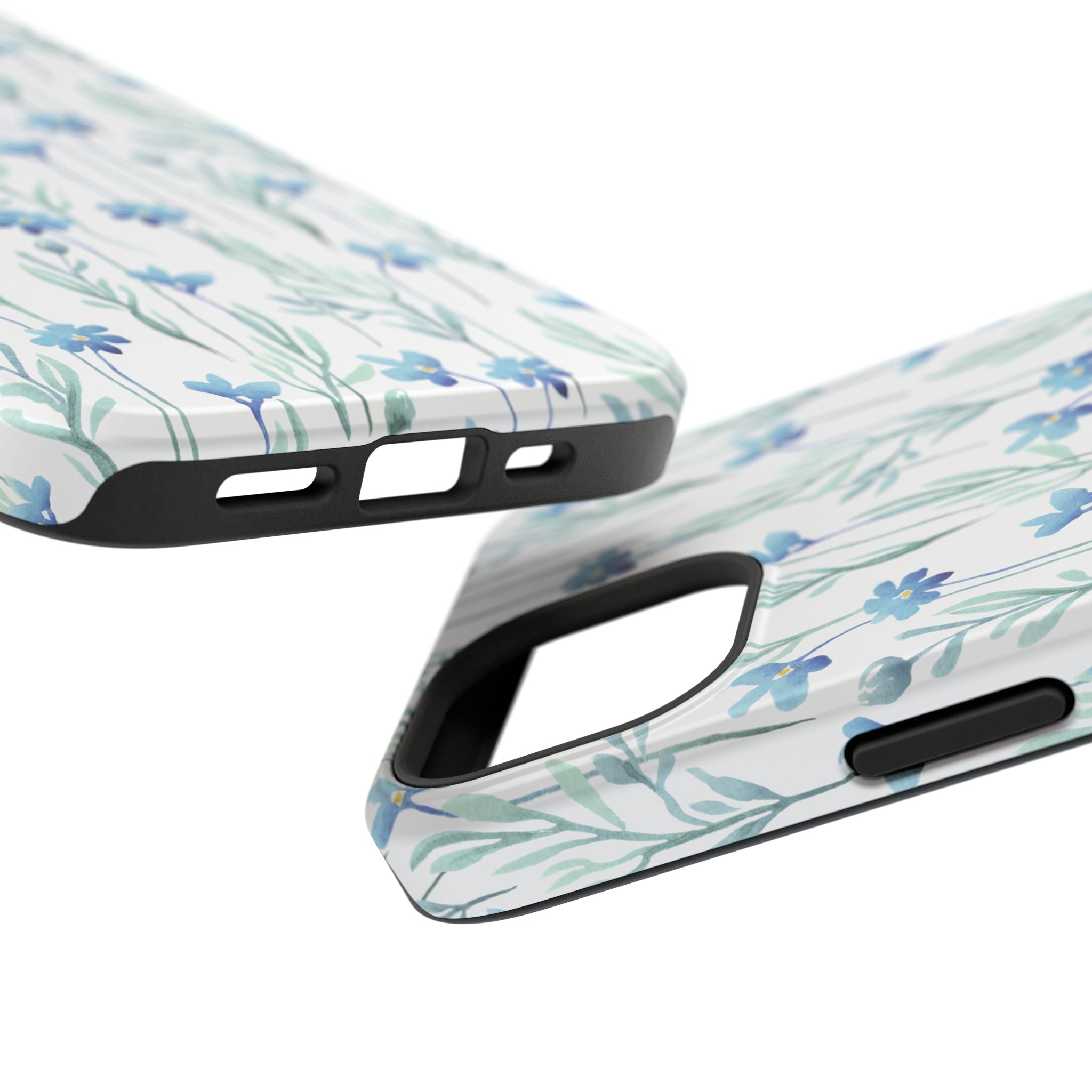 Customizable: Blue Floral Impact-Resistant Phone Case