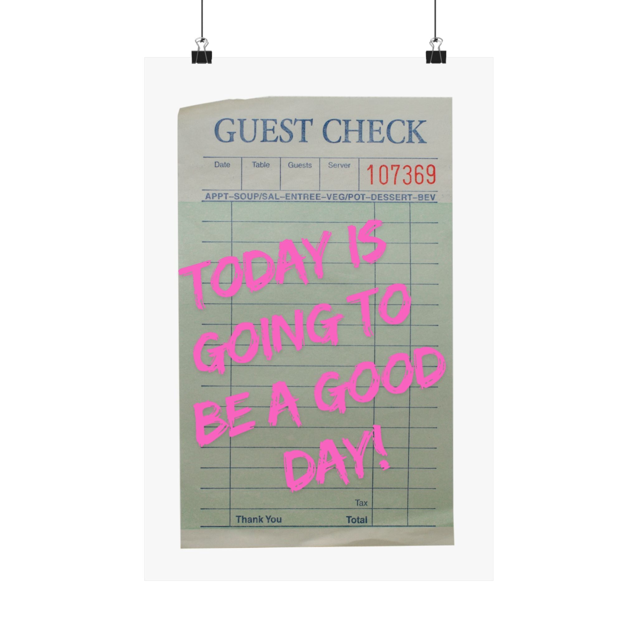 Guest Check Wall Art Poster, College Dorm Decor, Trendy Wall Art, Gift for Friends