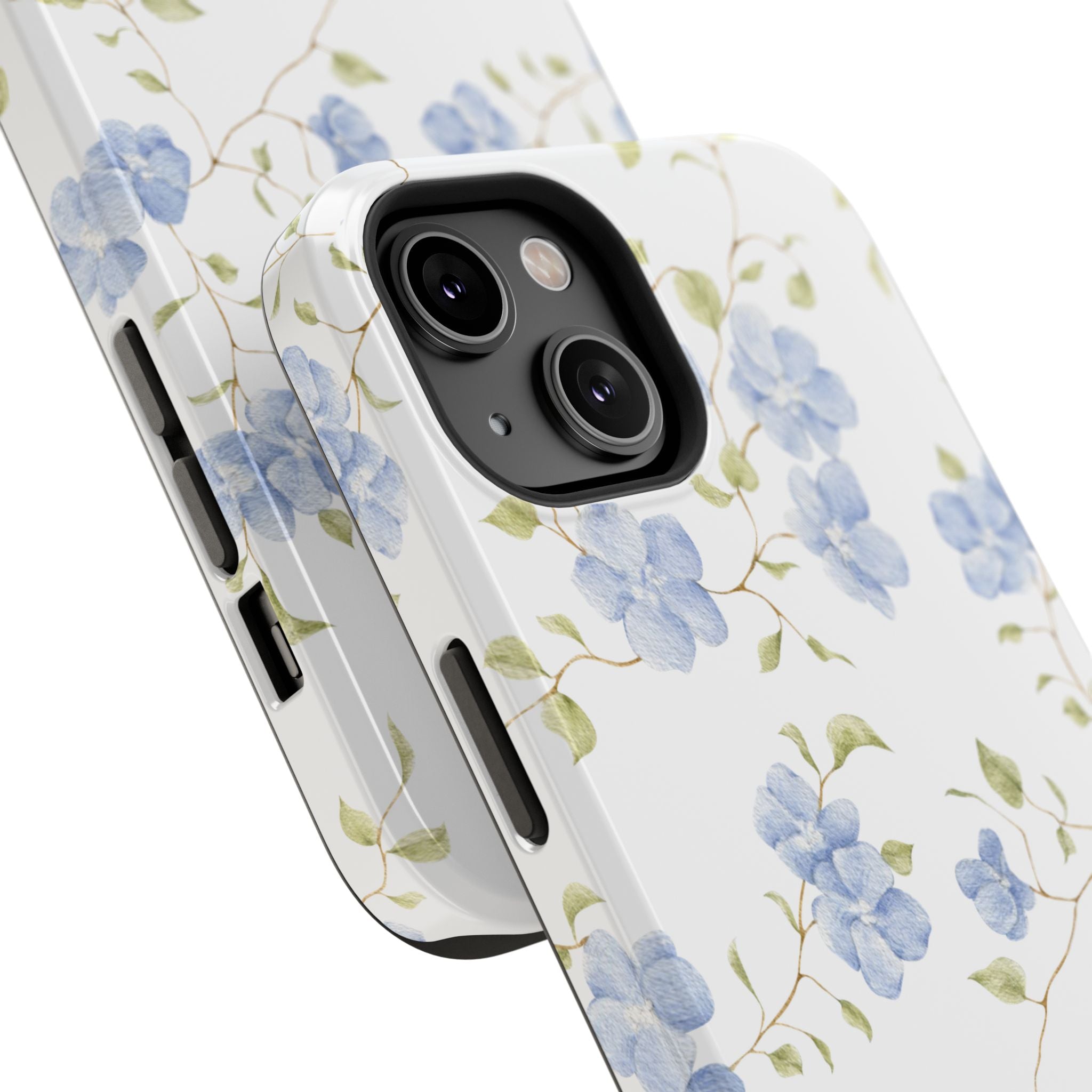 Customizable: Blue Floral Impact-Resistant Phone Case