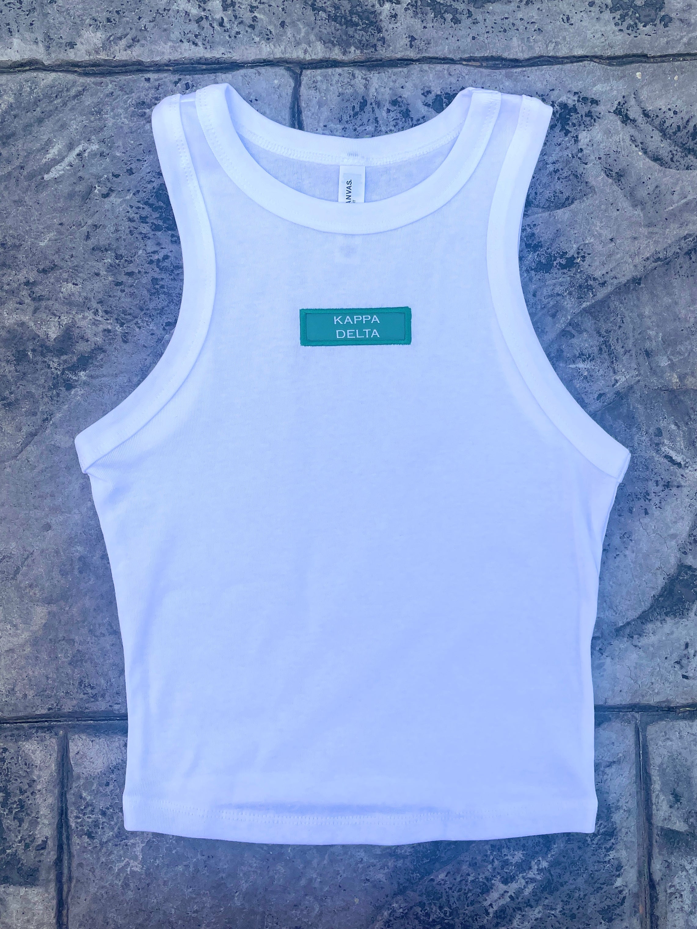 Kappa Delta Woven Patch Crop Tank