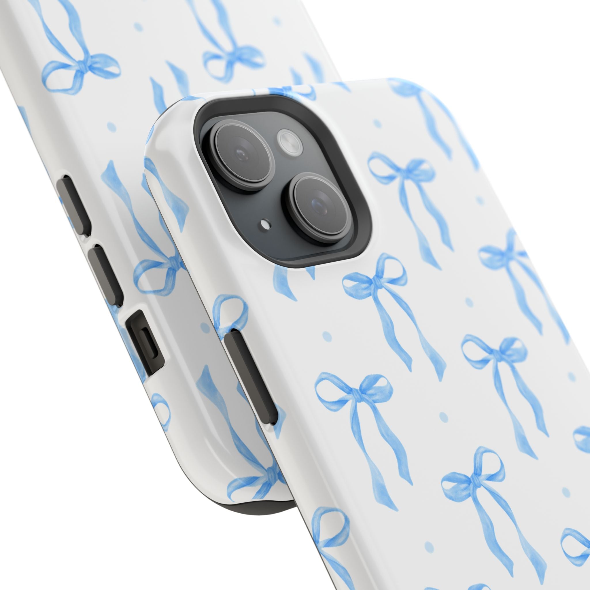 Customizable: Chic Blue Coquette Bow Impact-Resistant Phone Case