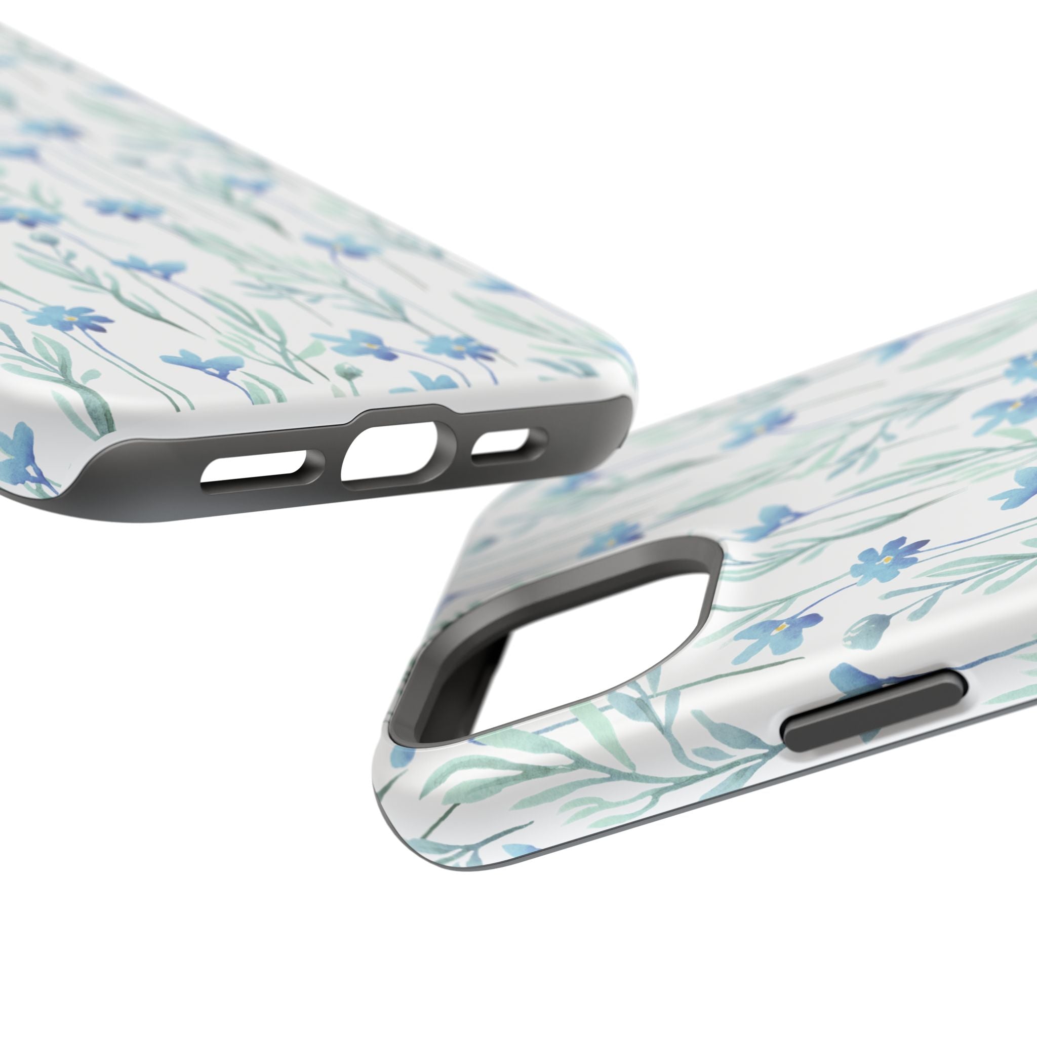 Customizable: Blue Floral Impact-Resistant Phone Case