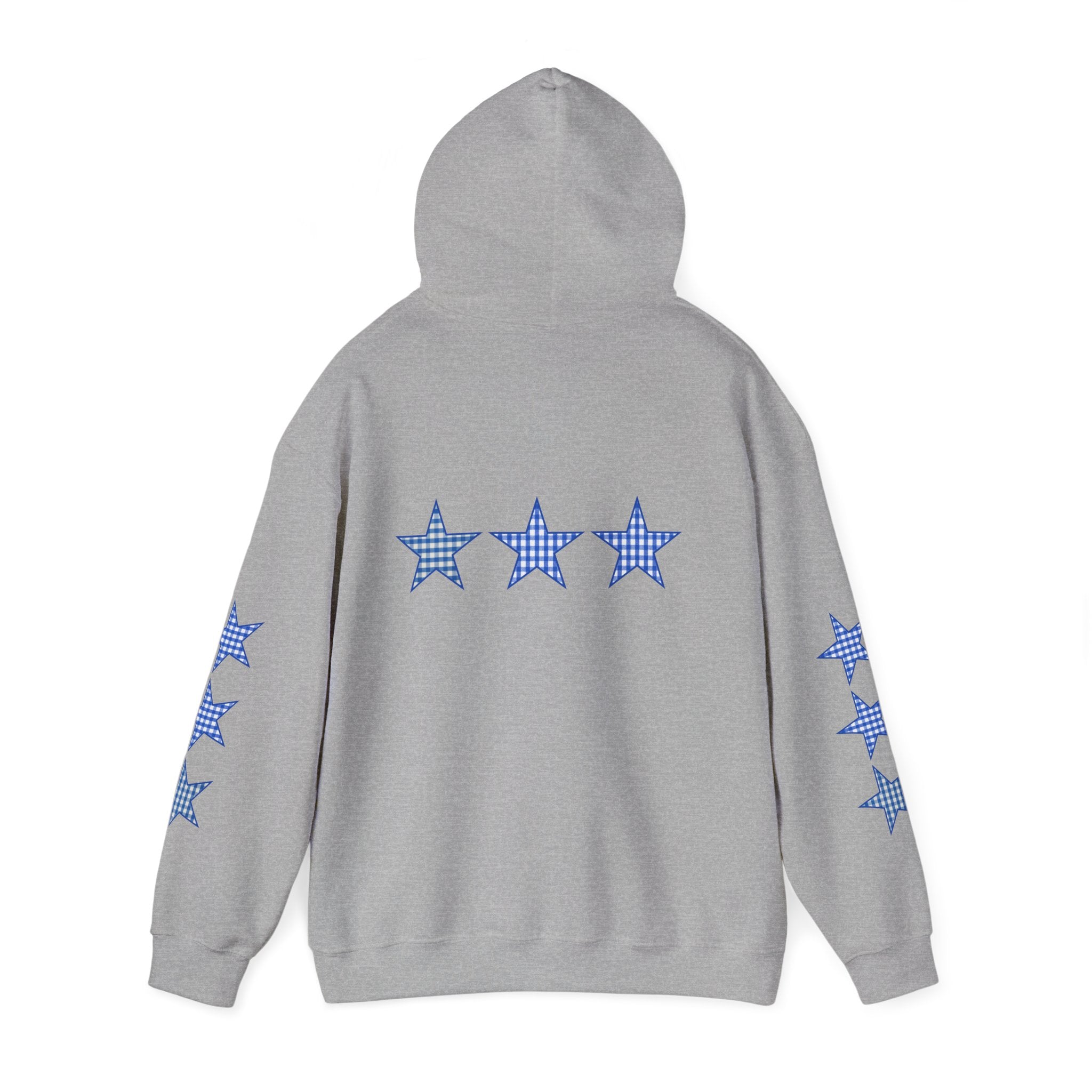 Customizable Tri-Star Blue Gingham Hoodie