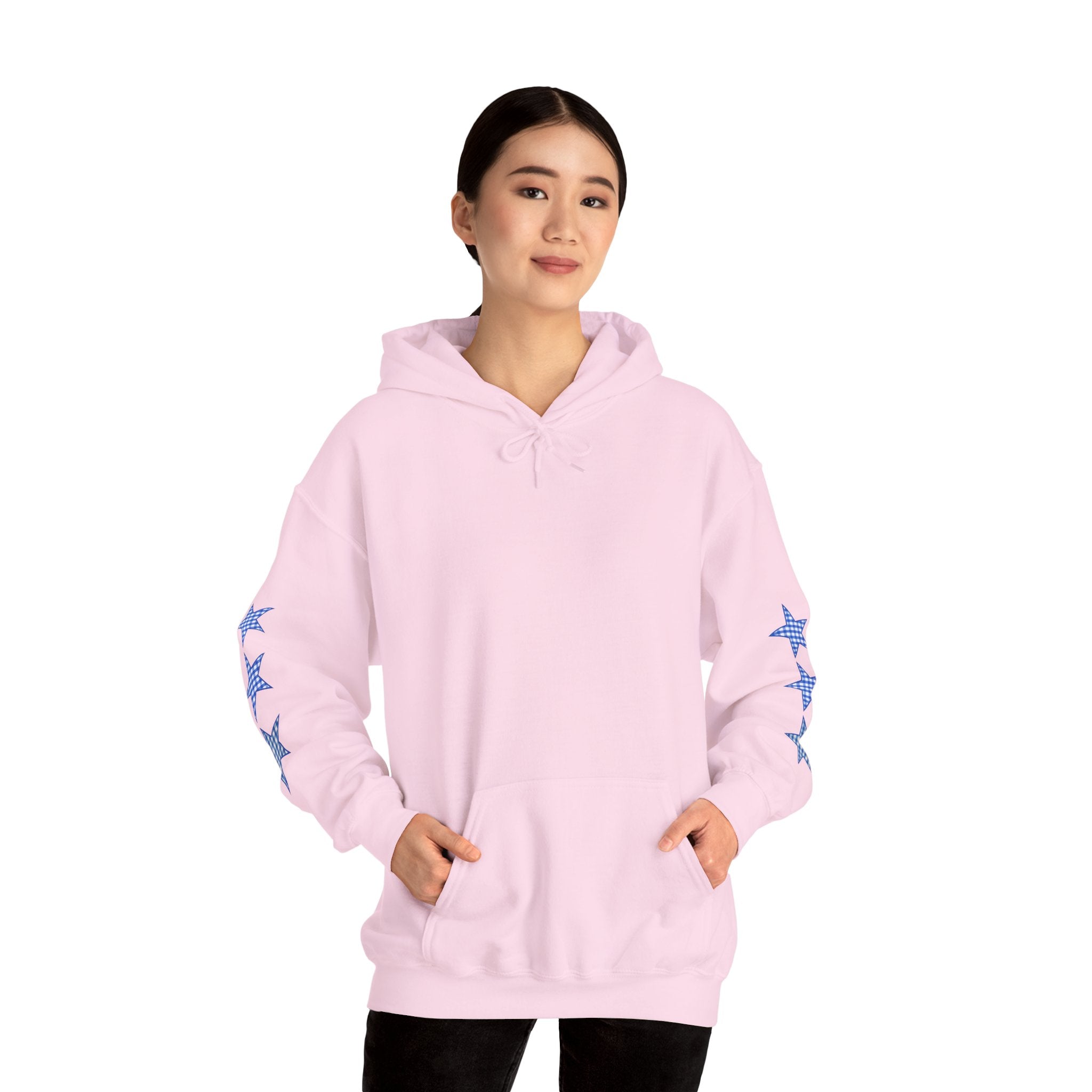 Customizable Tri-Star Blue Gingham Hoodie