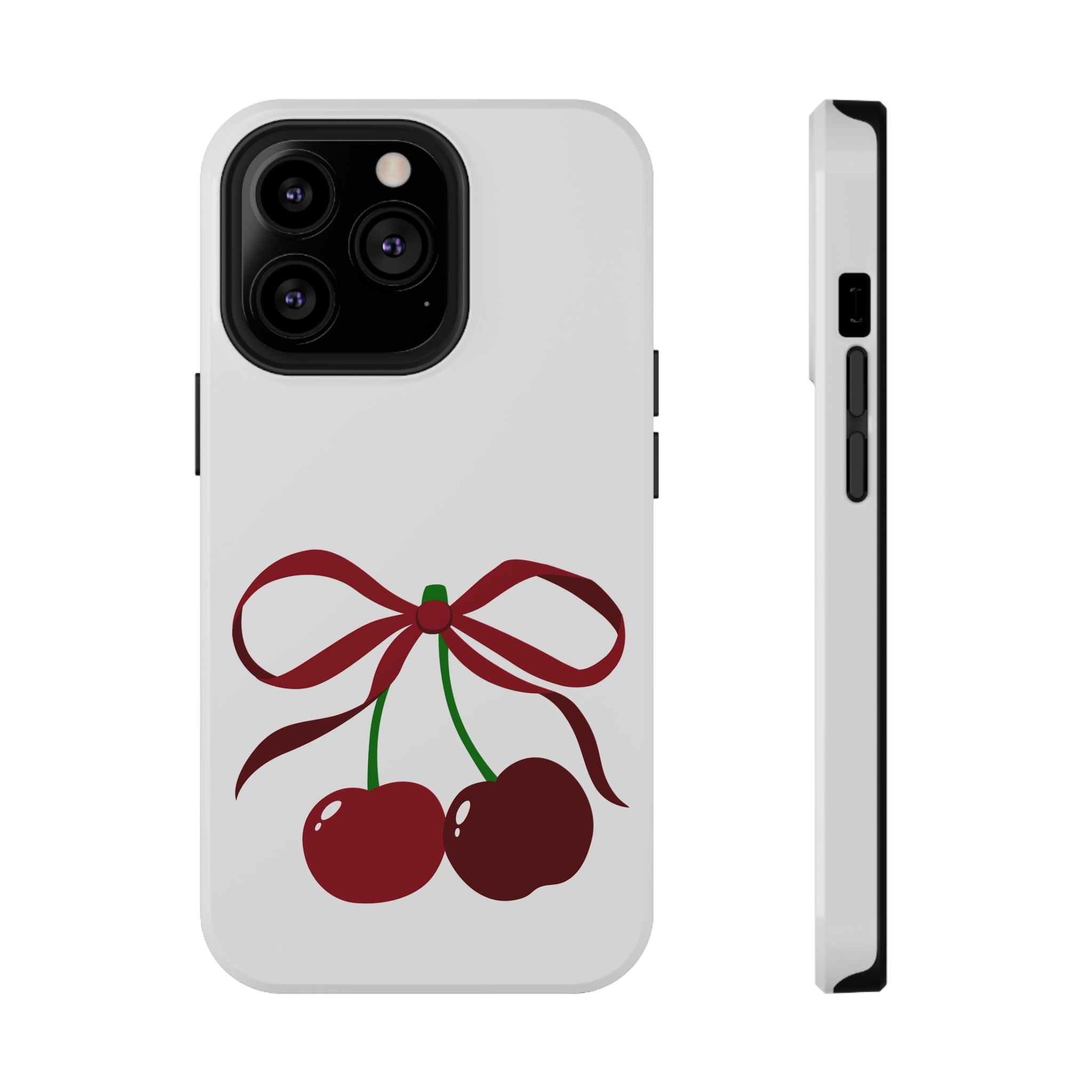Customizable: Cherry Bow Impact-Resistant Case for Smartphones | Cute Phone Cover | Gift for Her | Cherry Lover's Accessory | Durable Phone Case
