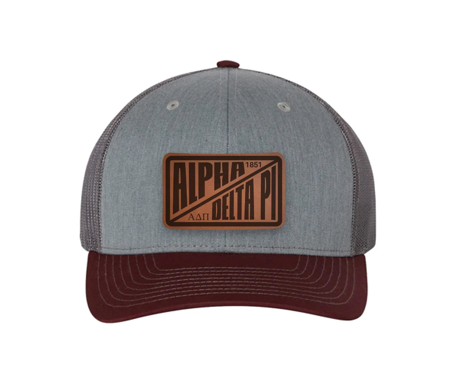 Alpha Delta Pi Richardson 112 Leatherette Patch Trucker Hat - Divide