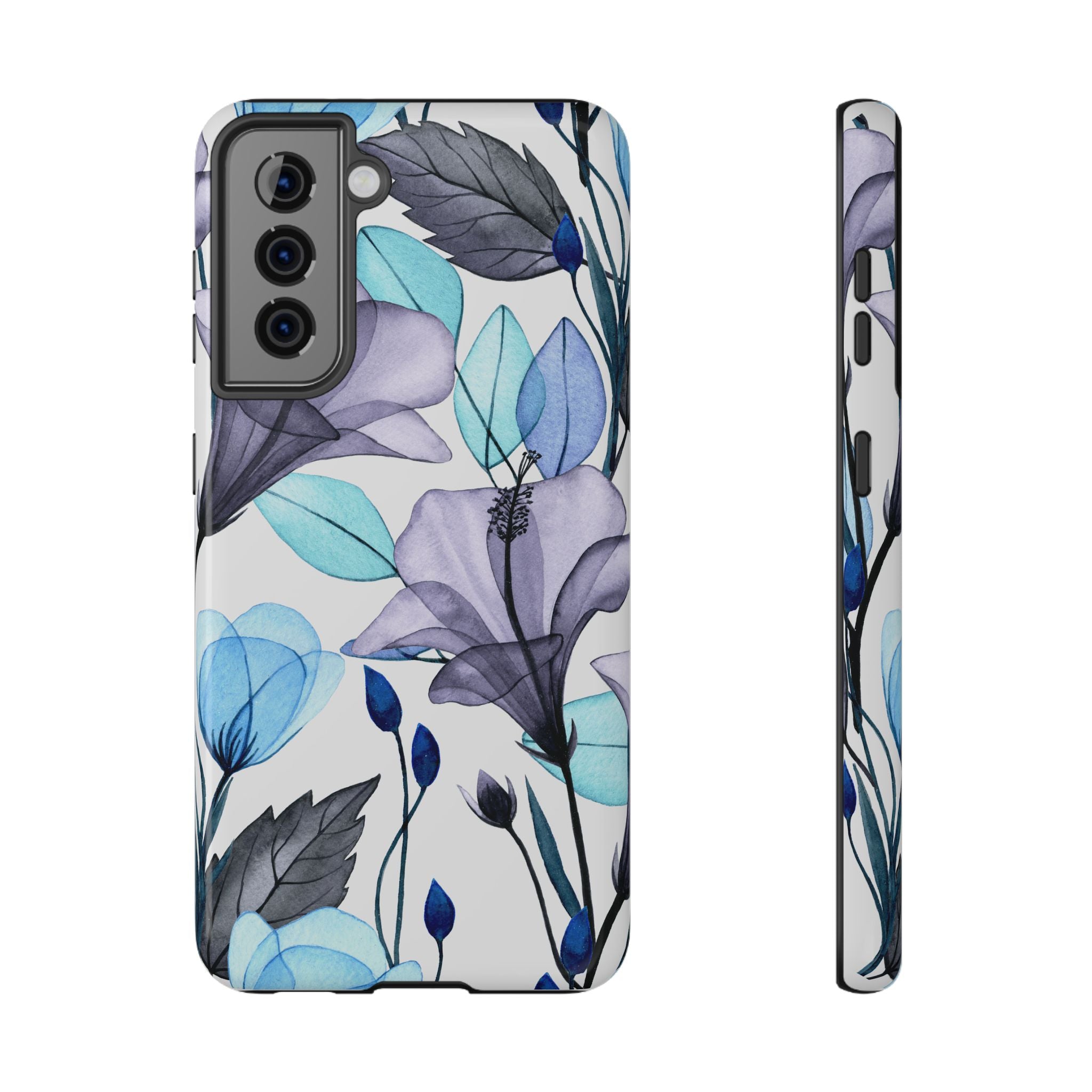 Customizable: Blue and Purple Floral Impact-Resistant Phone Case