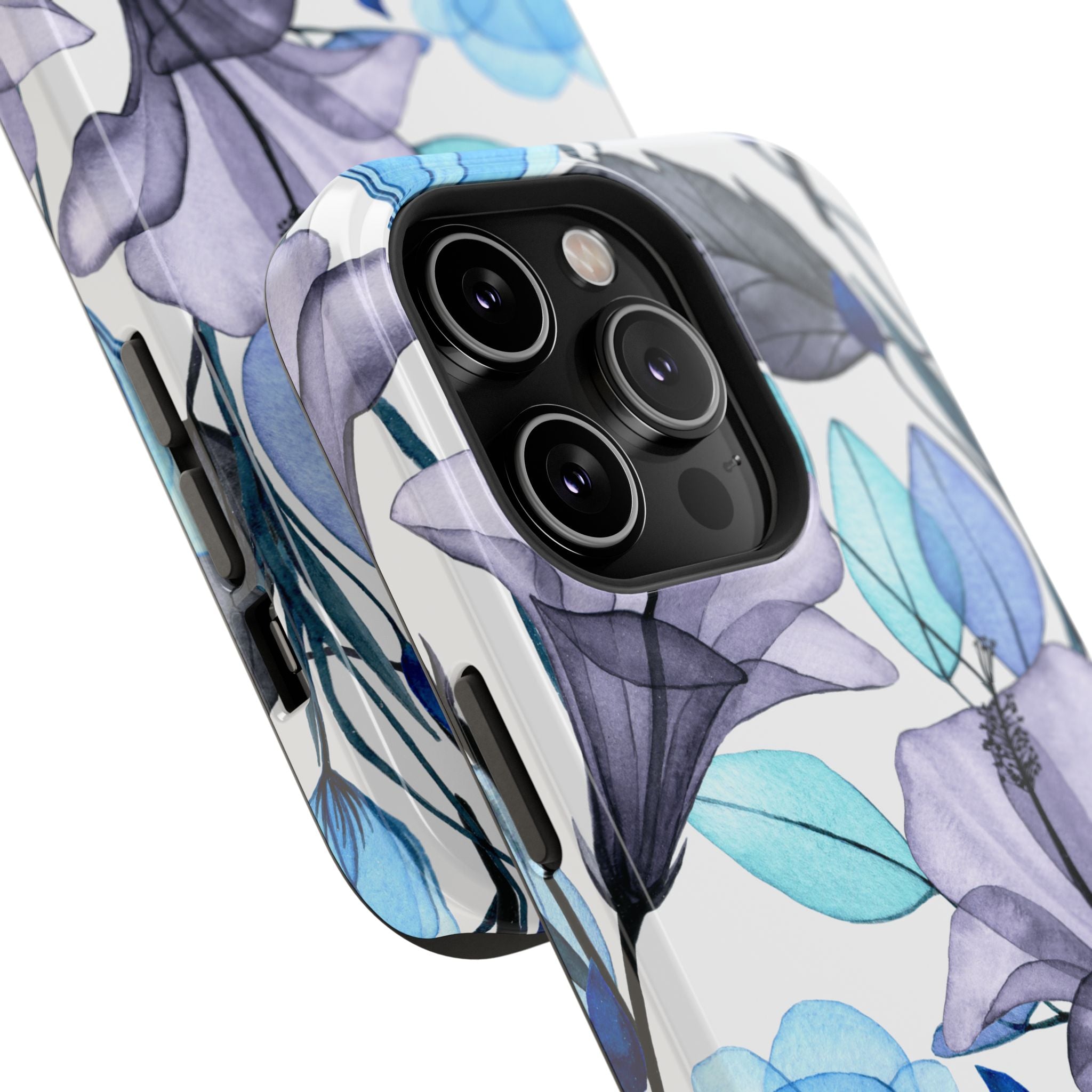 Customizable: Blue and Purple Floral Impact-Resistant Phone Case