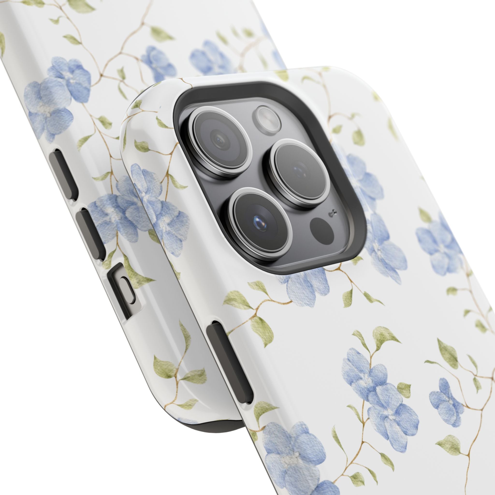 Customizable: Blue Floral Impact-Resistant Phone Case