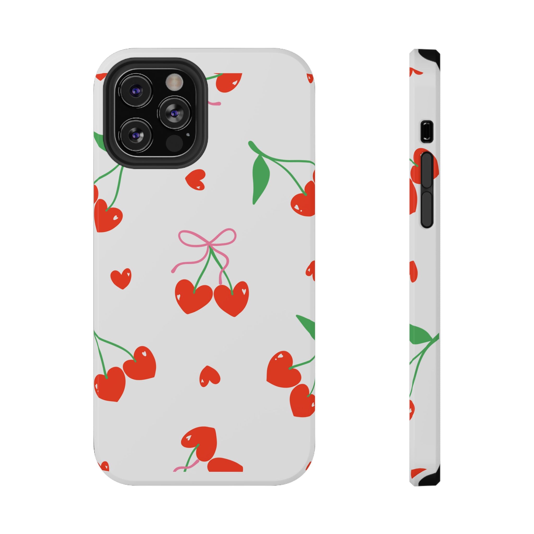 Customizable: Cherry Heart Impact-Resistant Phone Case