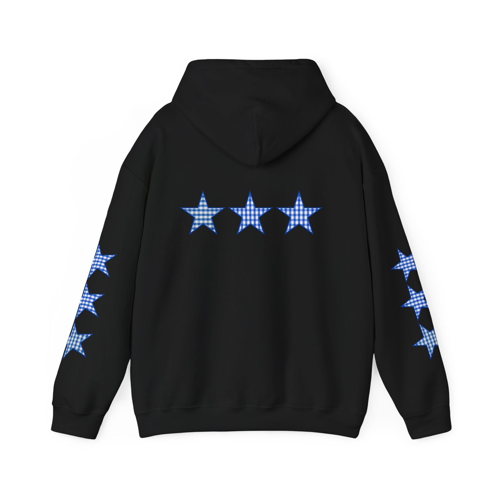 Customizable Tri-Star Blue Gingham Hoodie