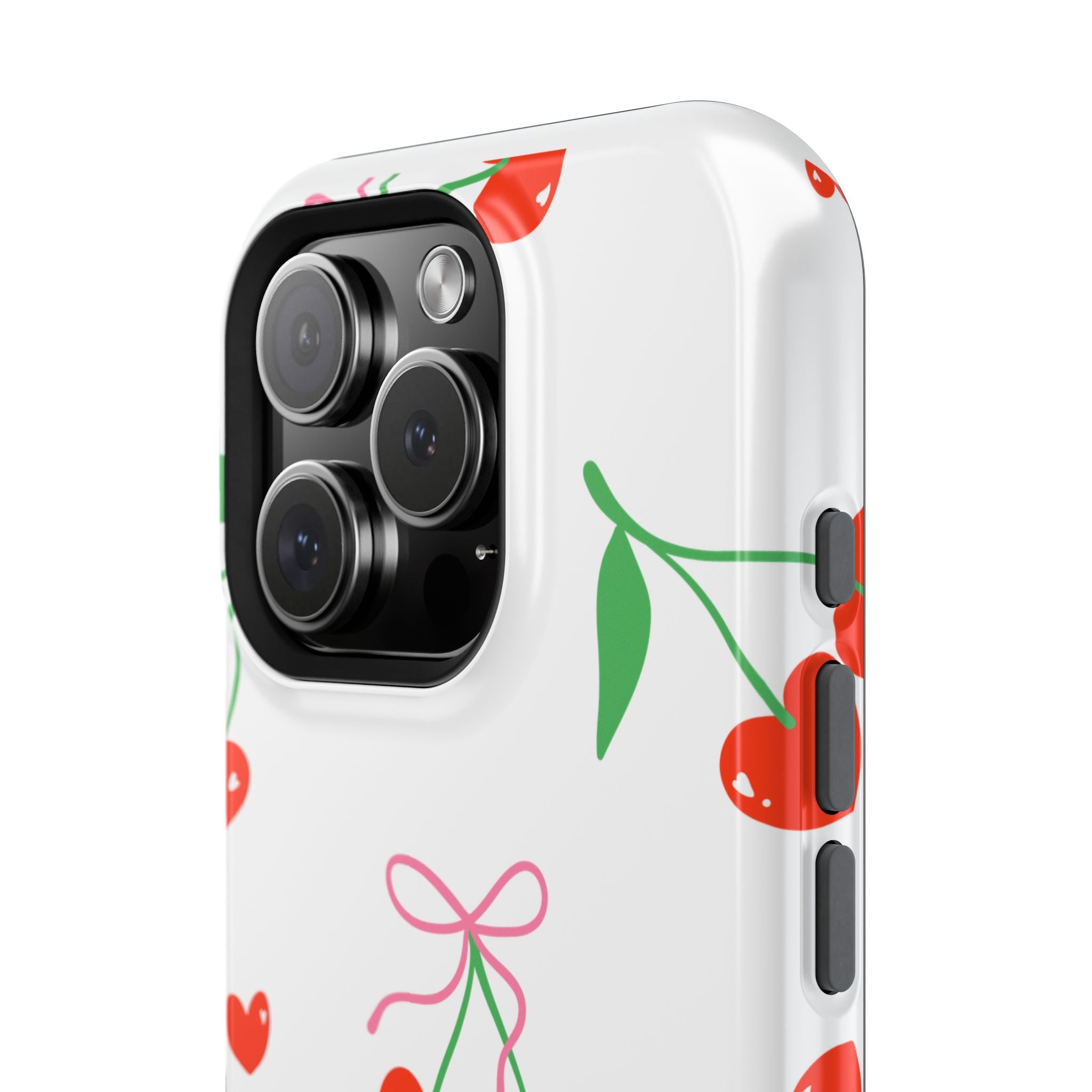 Customizable: Cherry Heart Impact-Resistant Phone Case