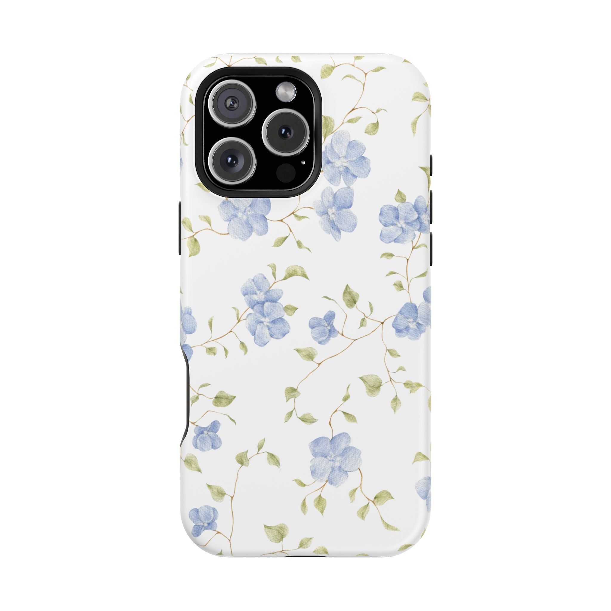 Customizable: Blue Floral Impact-Resistant Phone Case
