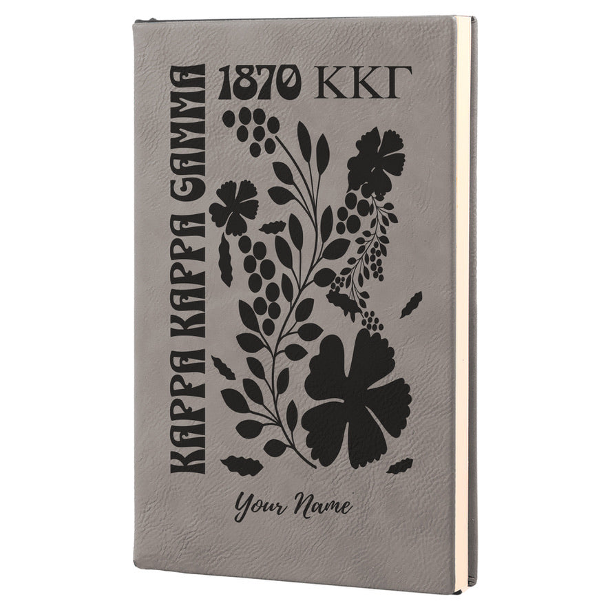 Kappa Kappa Gamma Personalized Leatherette Notebook Journal - Retro Floral
