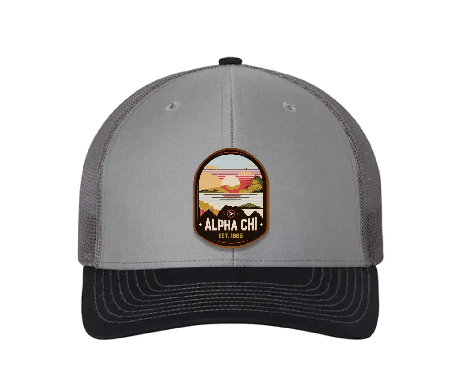 Alpha Chi Omega Richardson 112 UV Print Leatherette Patch Trucker Hat - Ventura