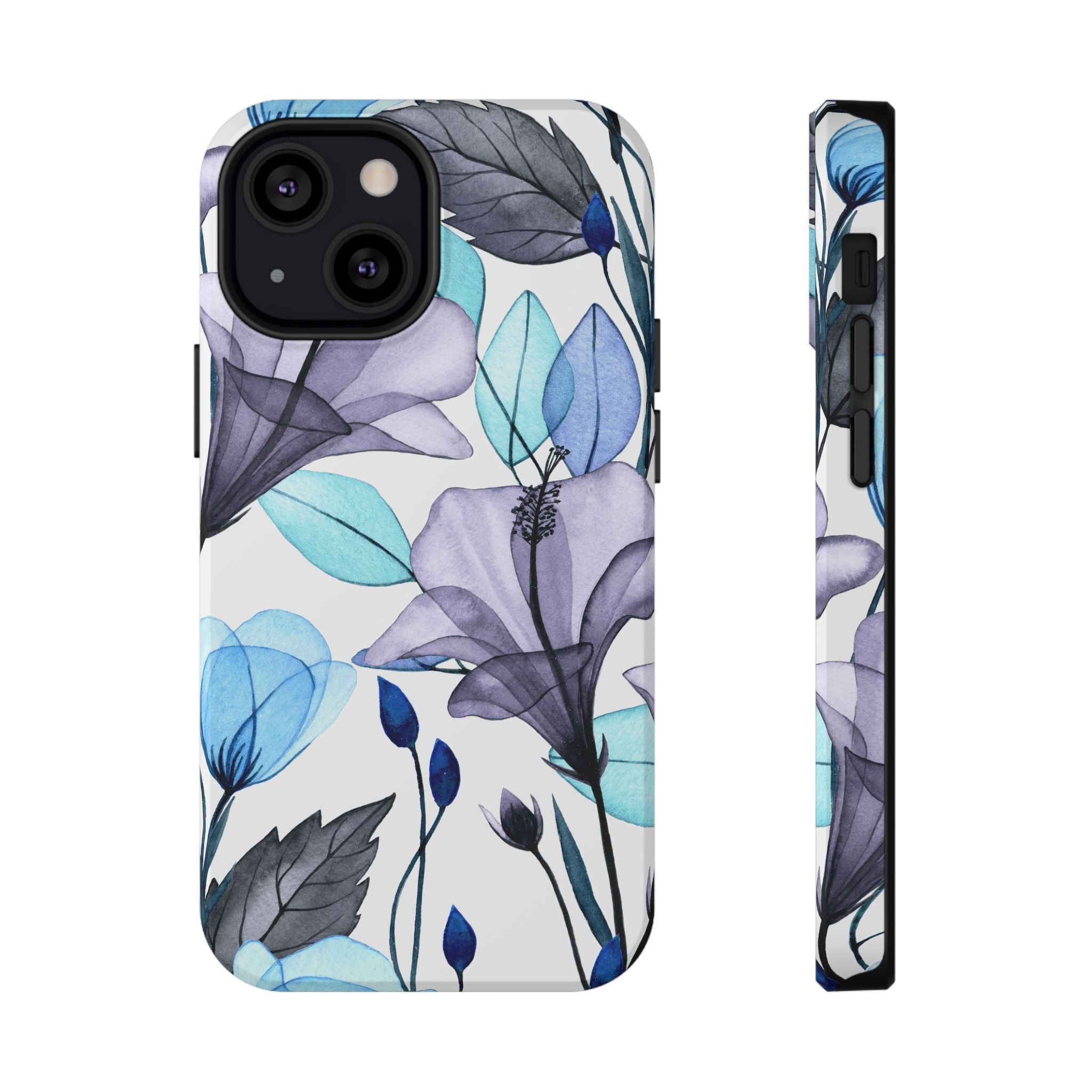 Customizable: Blue and Purple Floral Impact-Resistant Phone Case