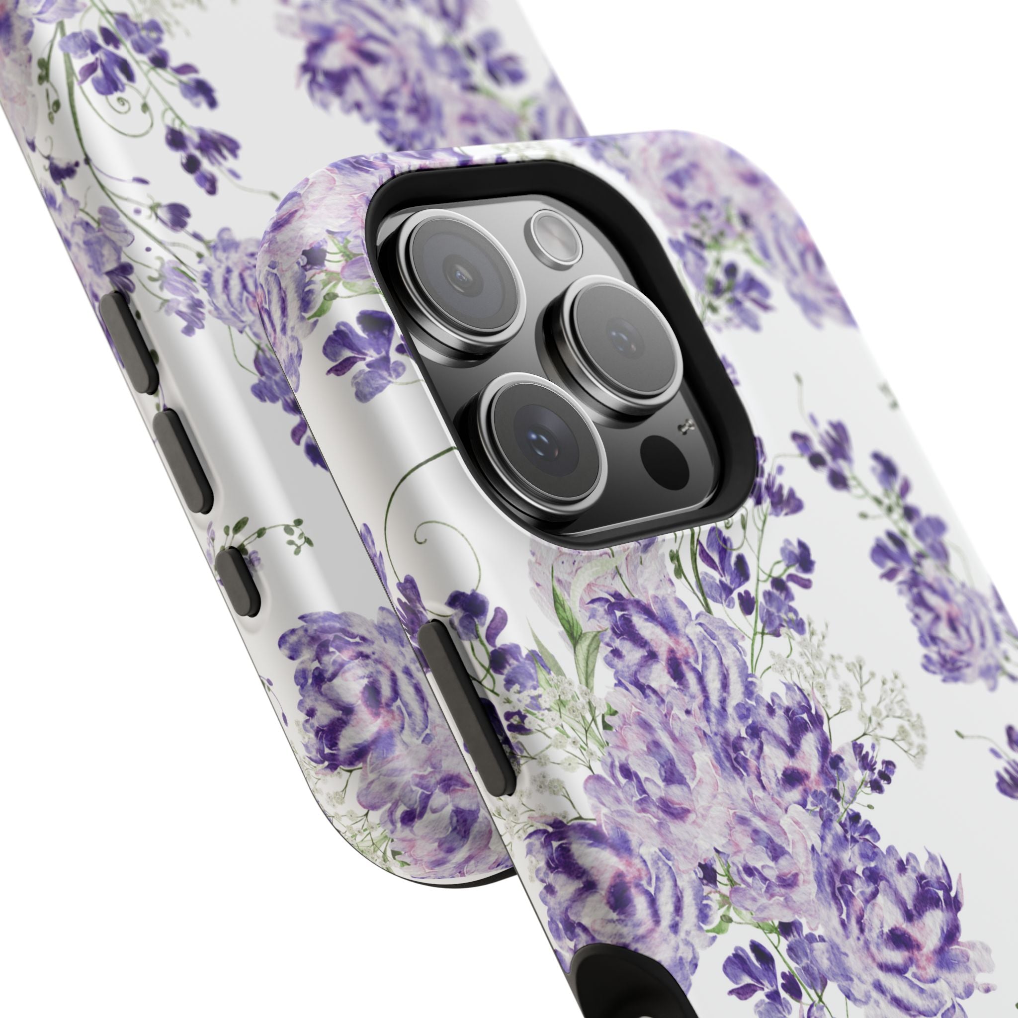 Customizable: Purple Floral Impact-Resistant Phone Case