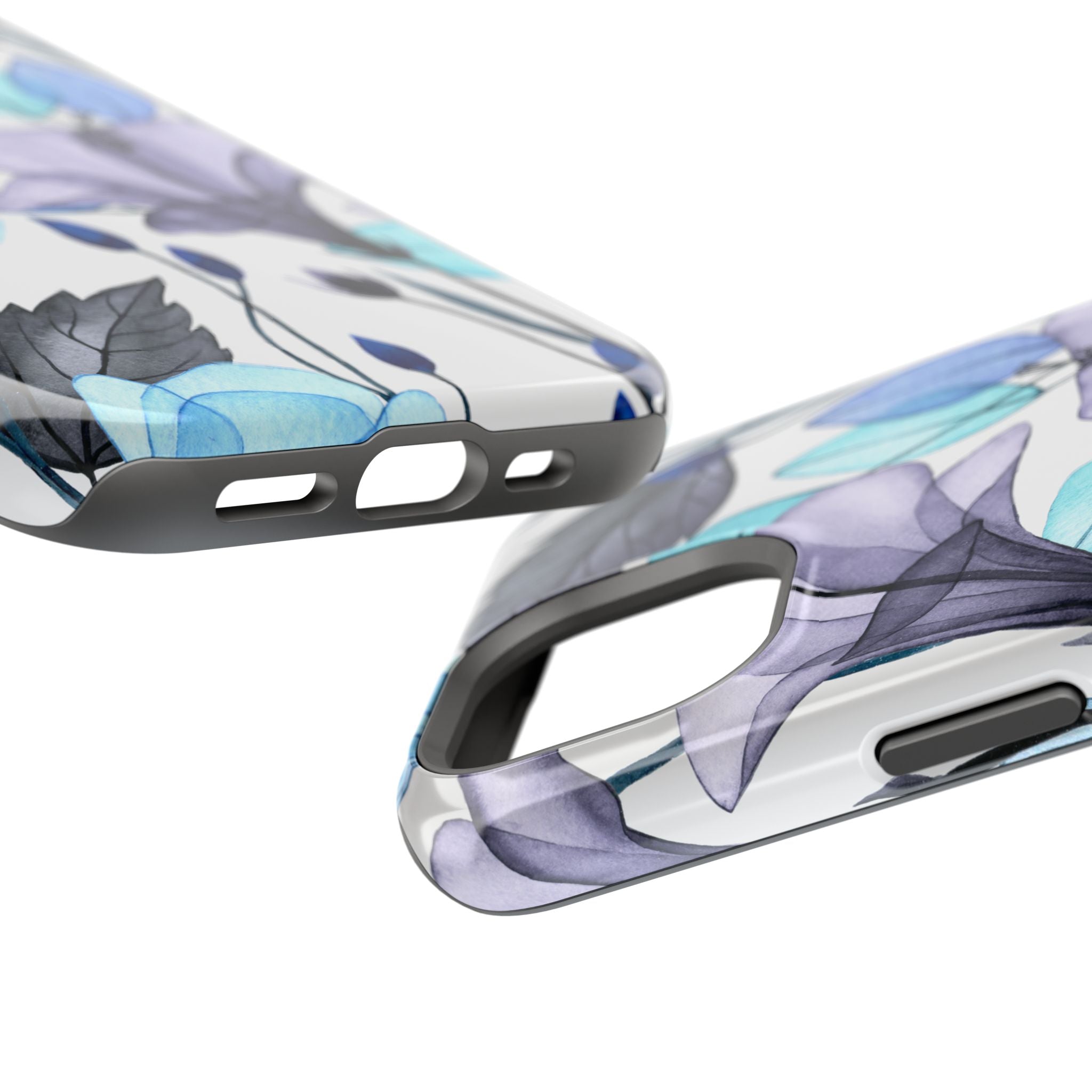 Customizable: Blue and Purple Floral Impact-Resistant Phone Case