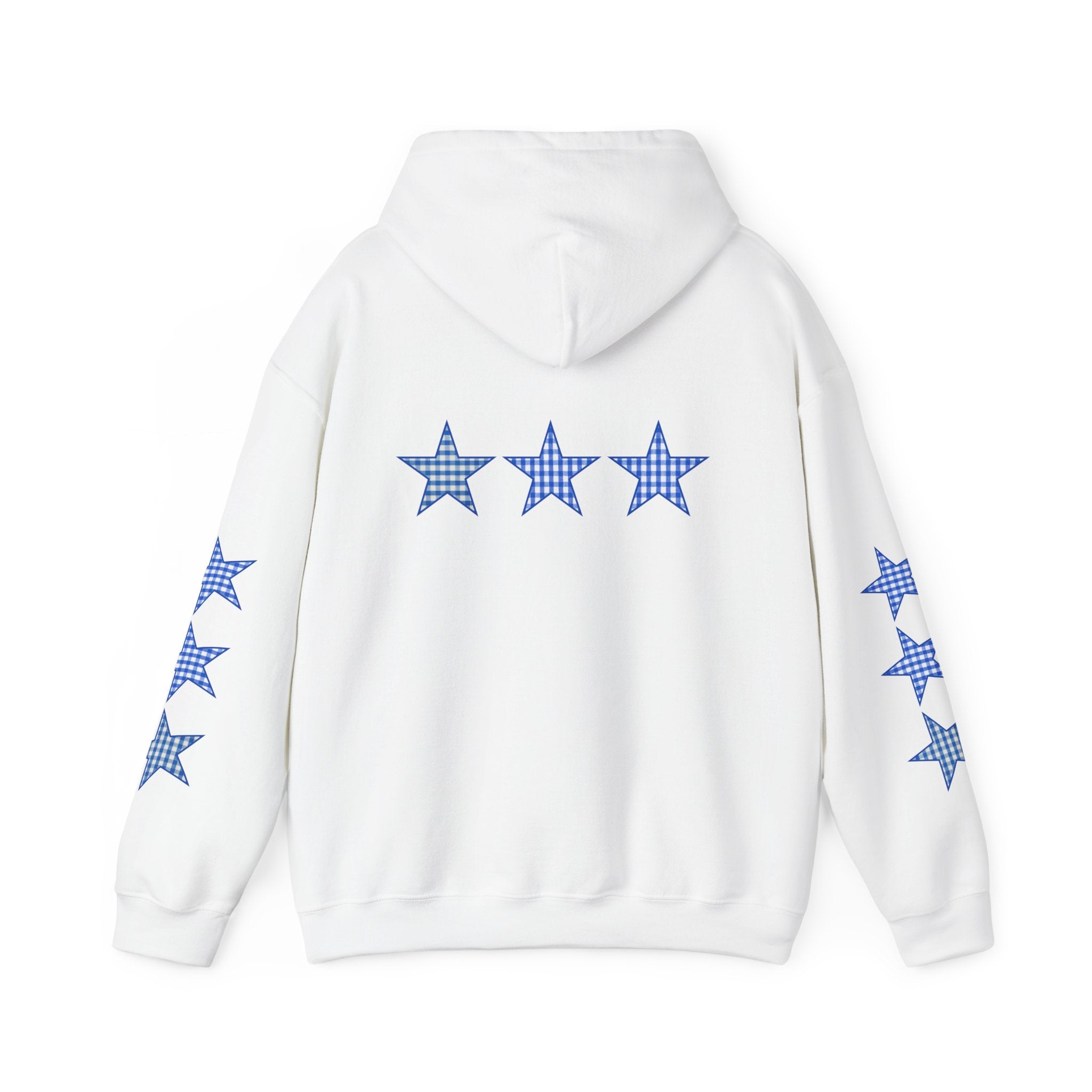 Customizable Tri-Star Blue Gingham Hoodie