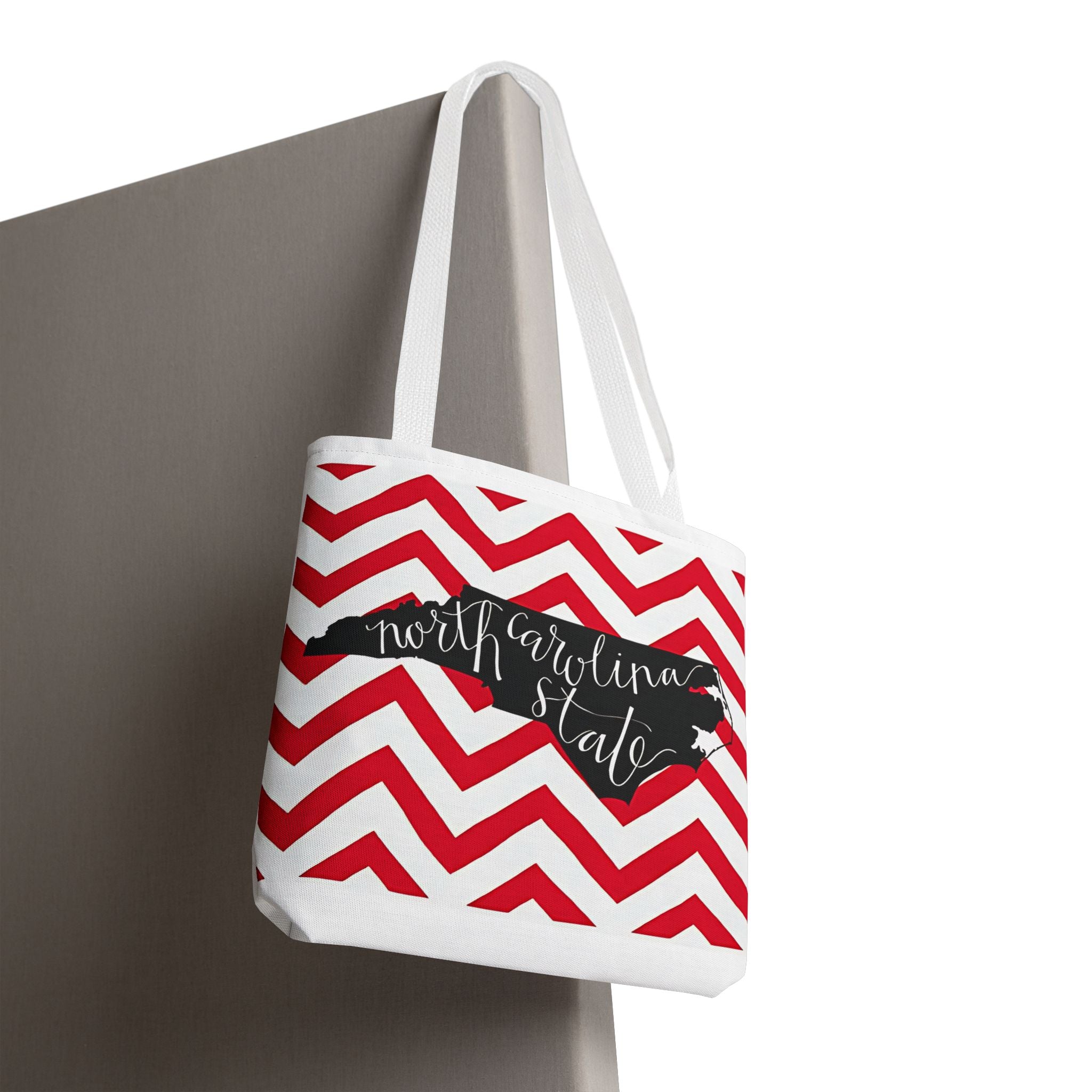 North Carolina Tote Bag, Stylish Chevron Pattern, Beach Essentials, Reusable Grocery Bag, Gift for Travelers, Southern Charm