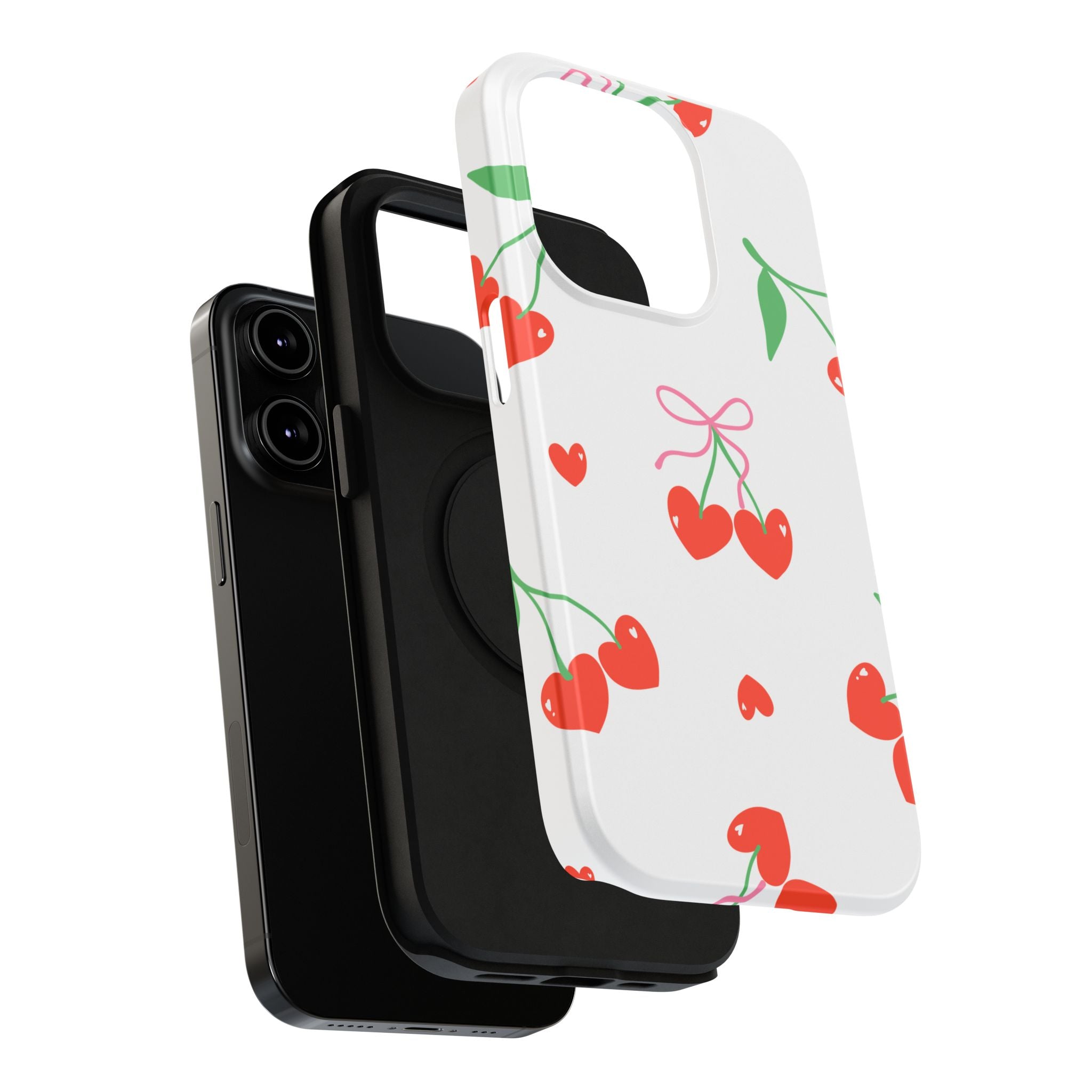 Customizable: Cherry Heart Impact-Resistant Phone Case