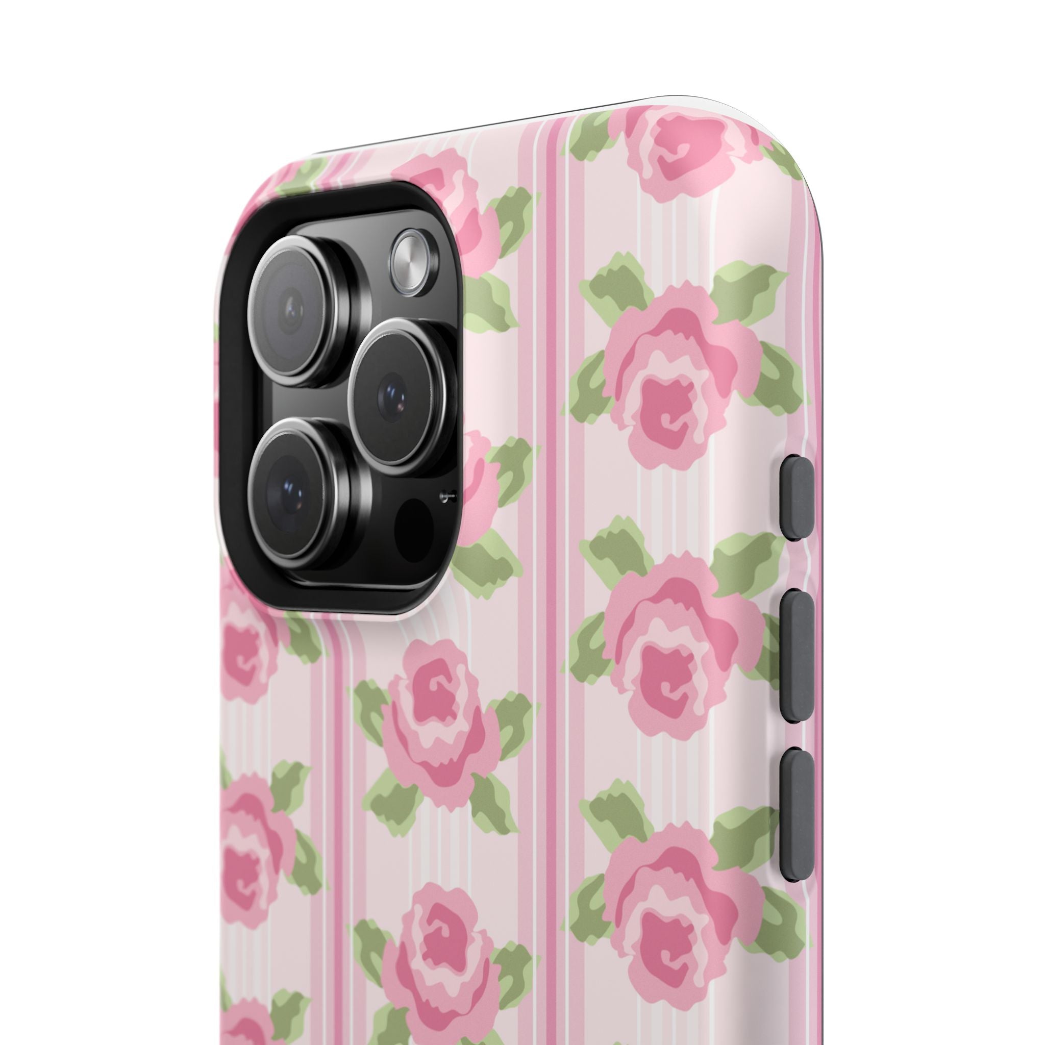 Customizable: Floral Impact-Resistant Phone Case, Pink Rose Pattern