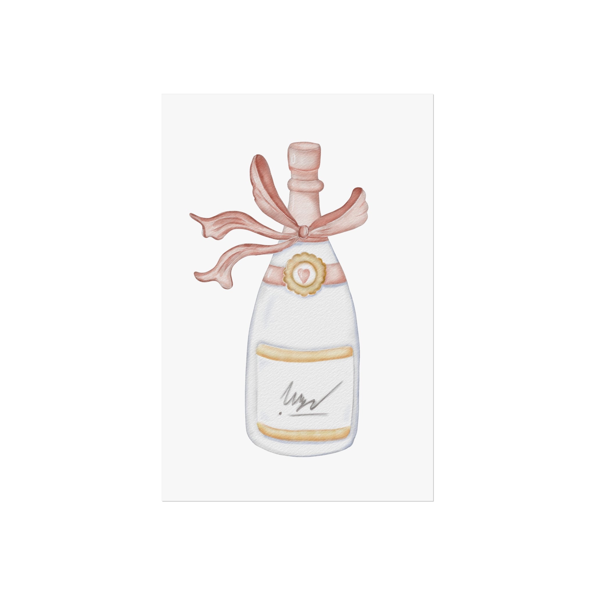 Elegant Champagne Bottle Wall Art, Dorm Room Decor, Home Decor Poster, Gift for Wine Lovers, Bridal Shower Decoration, Celebratory Art Print