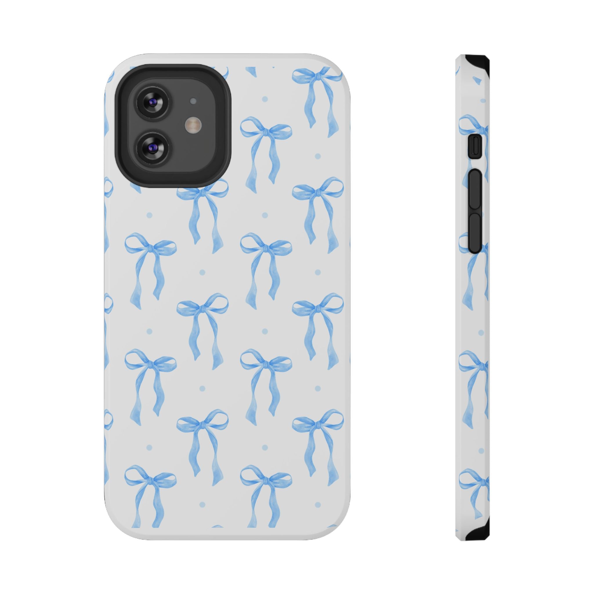 Customizable: Chic Blue Coquette Bow Impact-Resistant Phone Case
