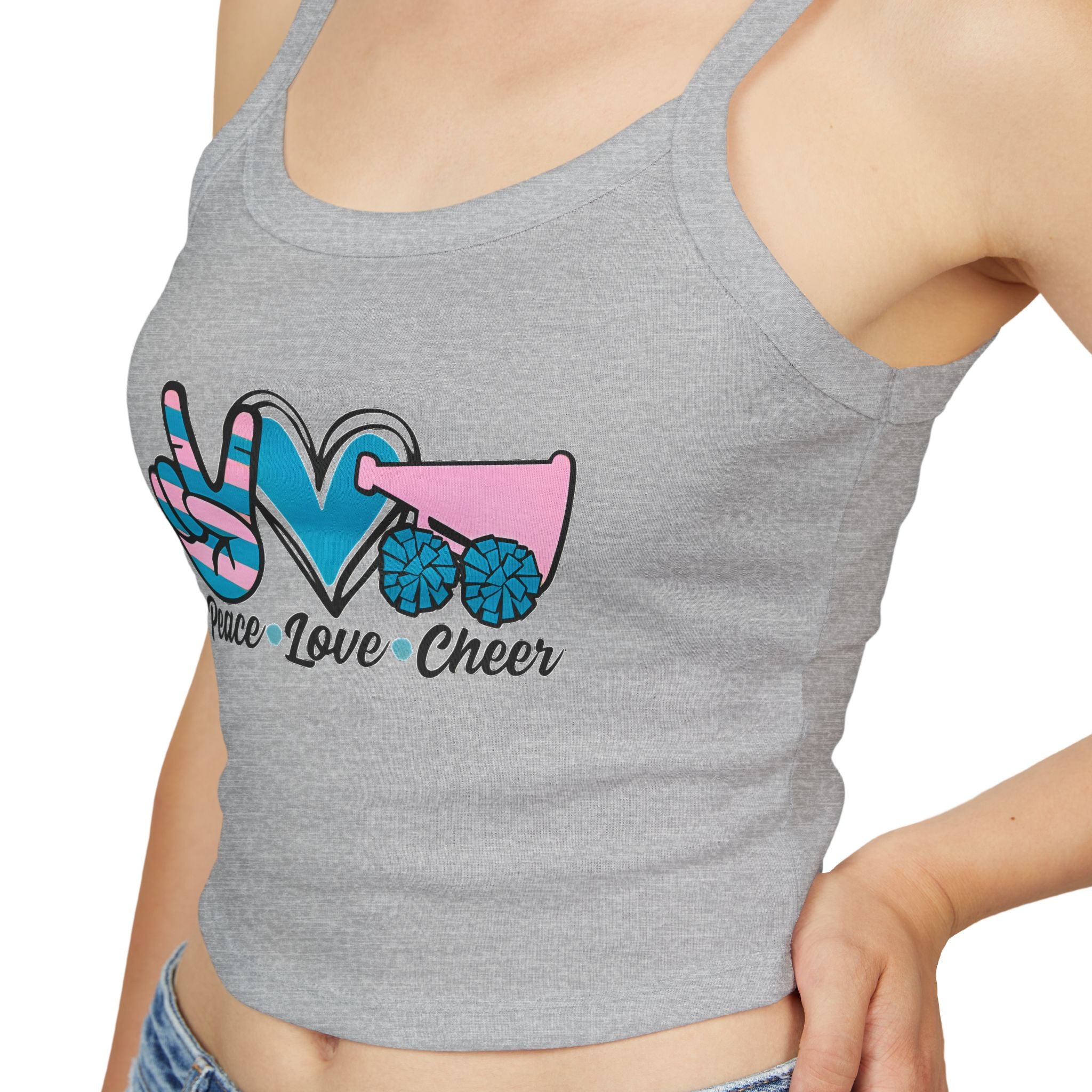 Customizable Women's Peace Love Cheer Tank, Cheerleading Apparel, Cute Gift for Cheerleaders