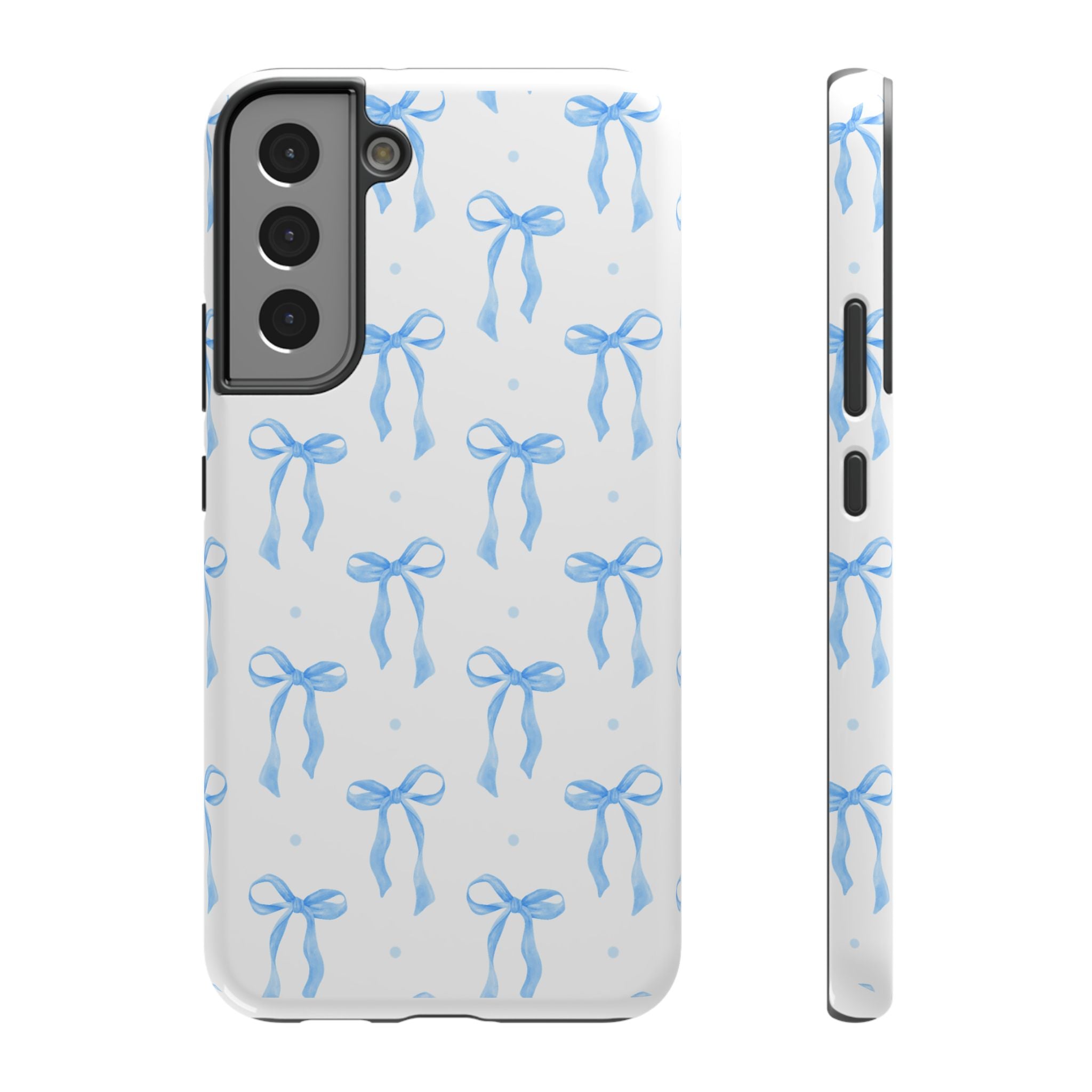Customizable: Chic Blue Coquette Bow Impact-Resistant Phone Case