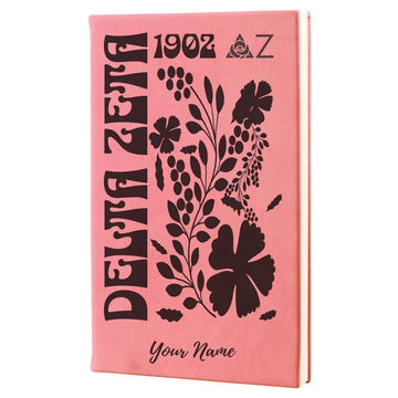 Delta Zeta Personalized Leatherette Notebook Journal - Retro Floral