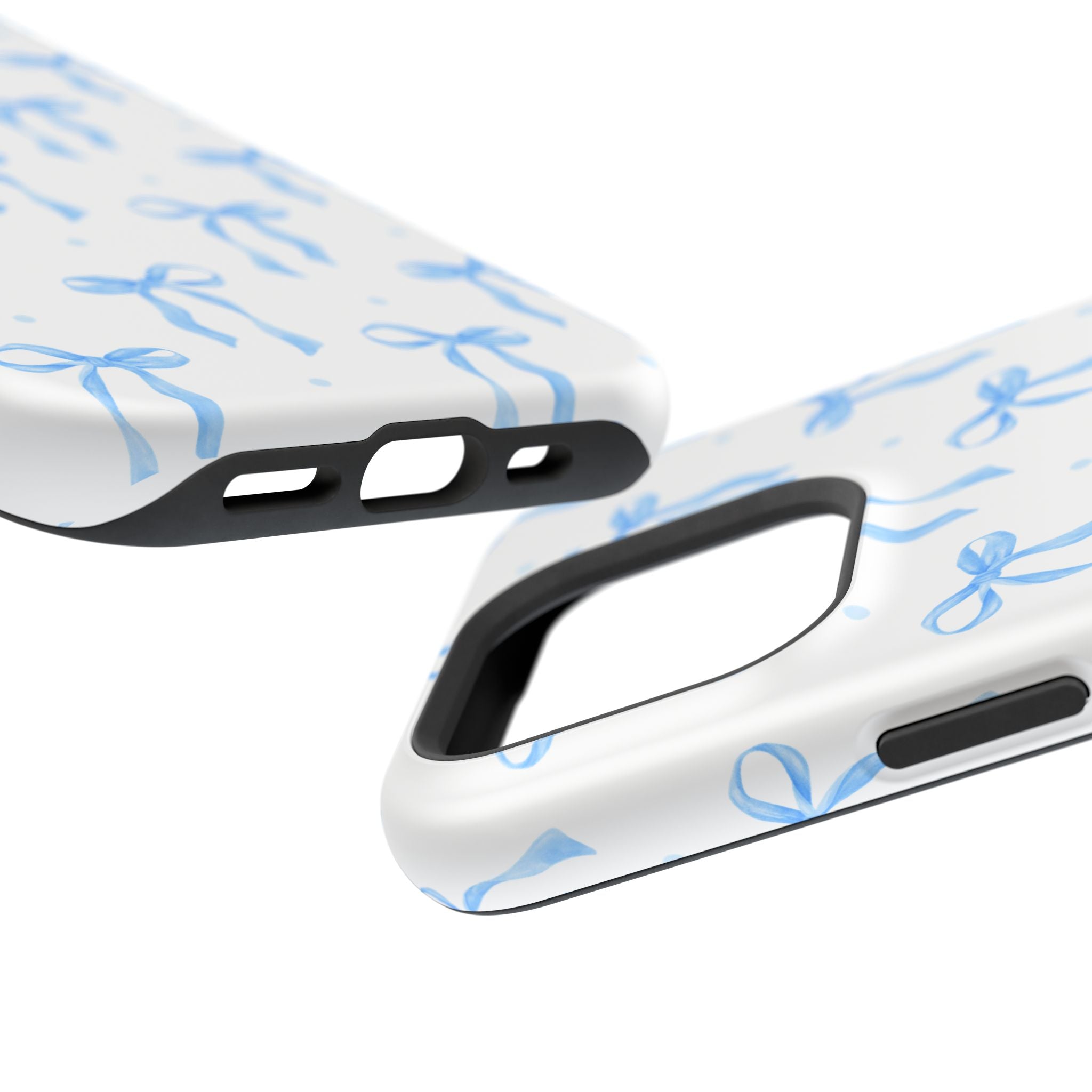 Customizable: Chic Blue Coquette Bow Impact-Resistant Phone Case