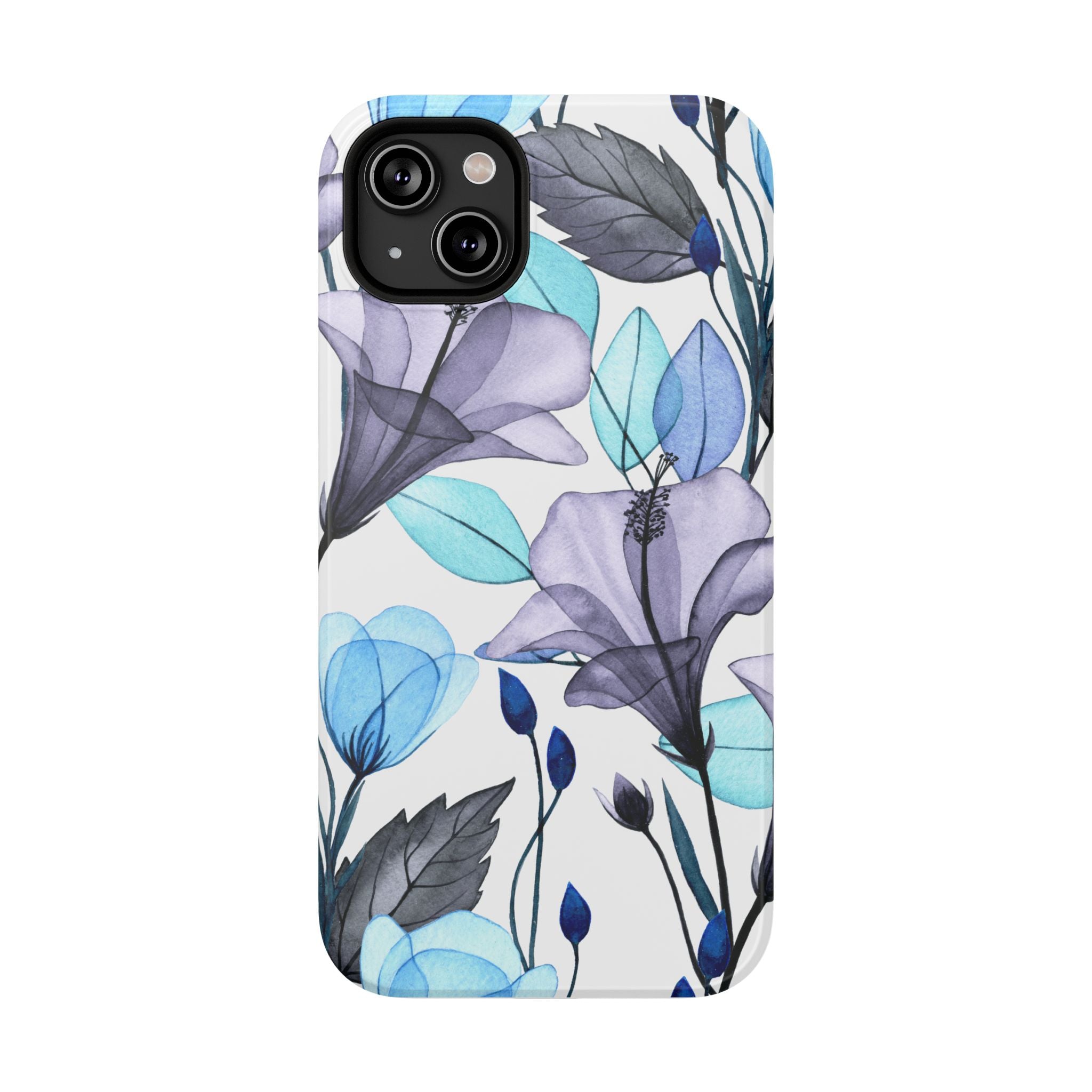 Customizable: Blue and Purple Floral Impact-Resistant Phone Case