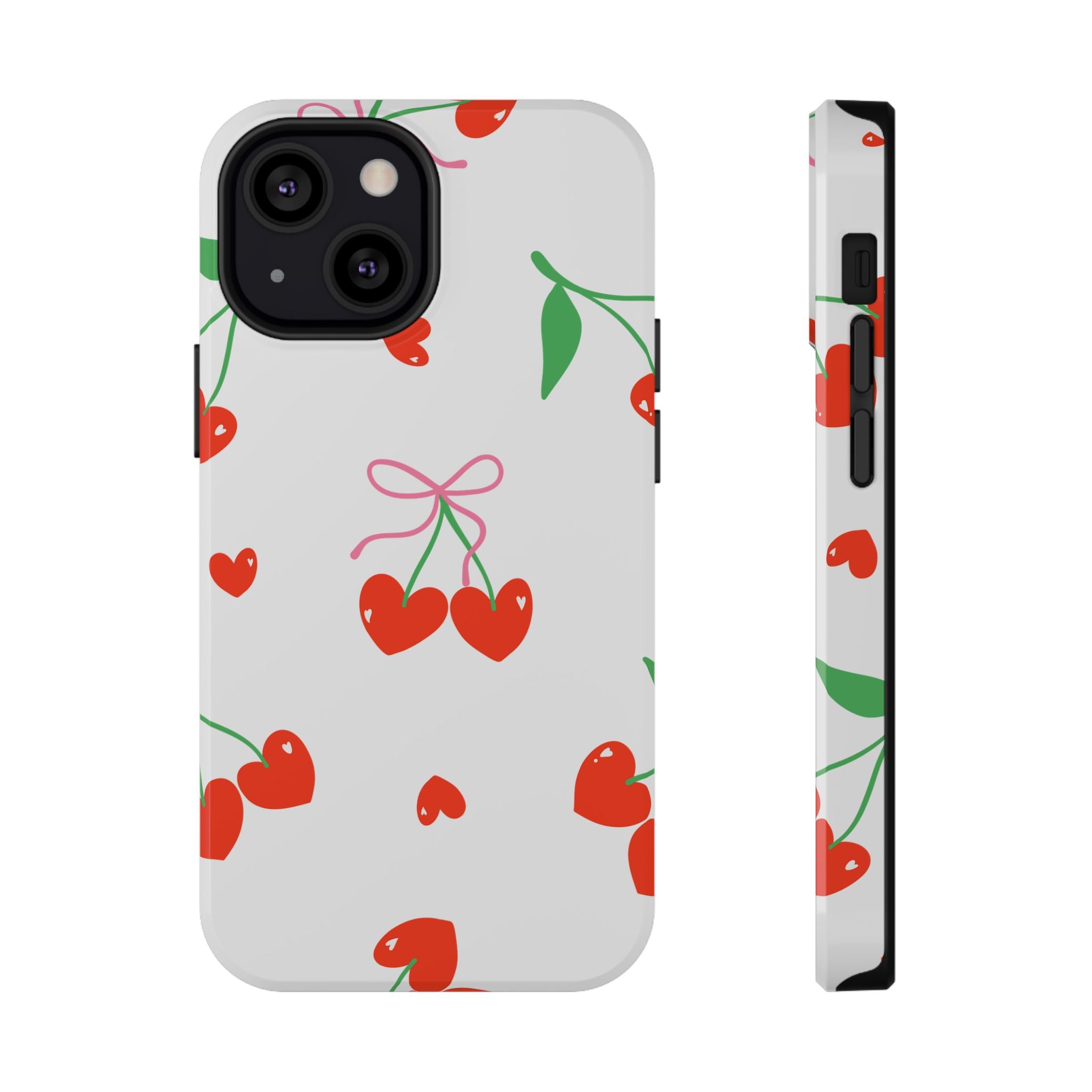 Customizable: Cherry Heart Impact-Resistant Phone Case