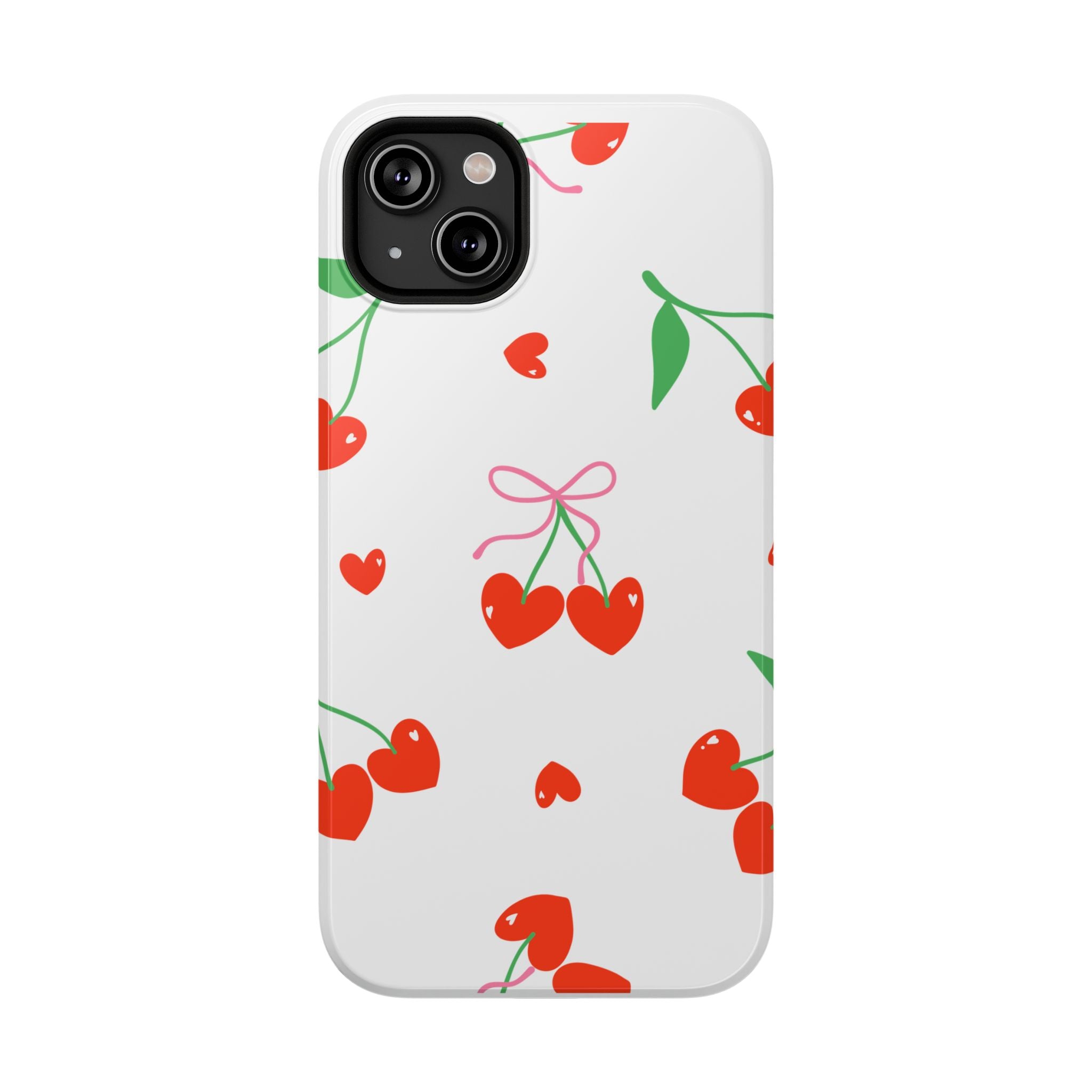 Customizable: Cherry Heart Impact-Resistant Phone Case