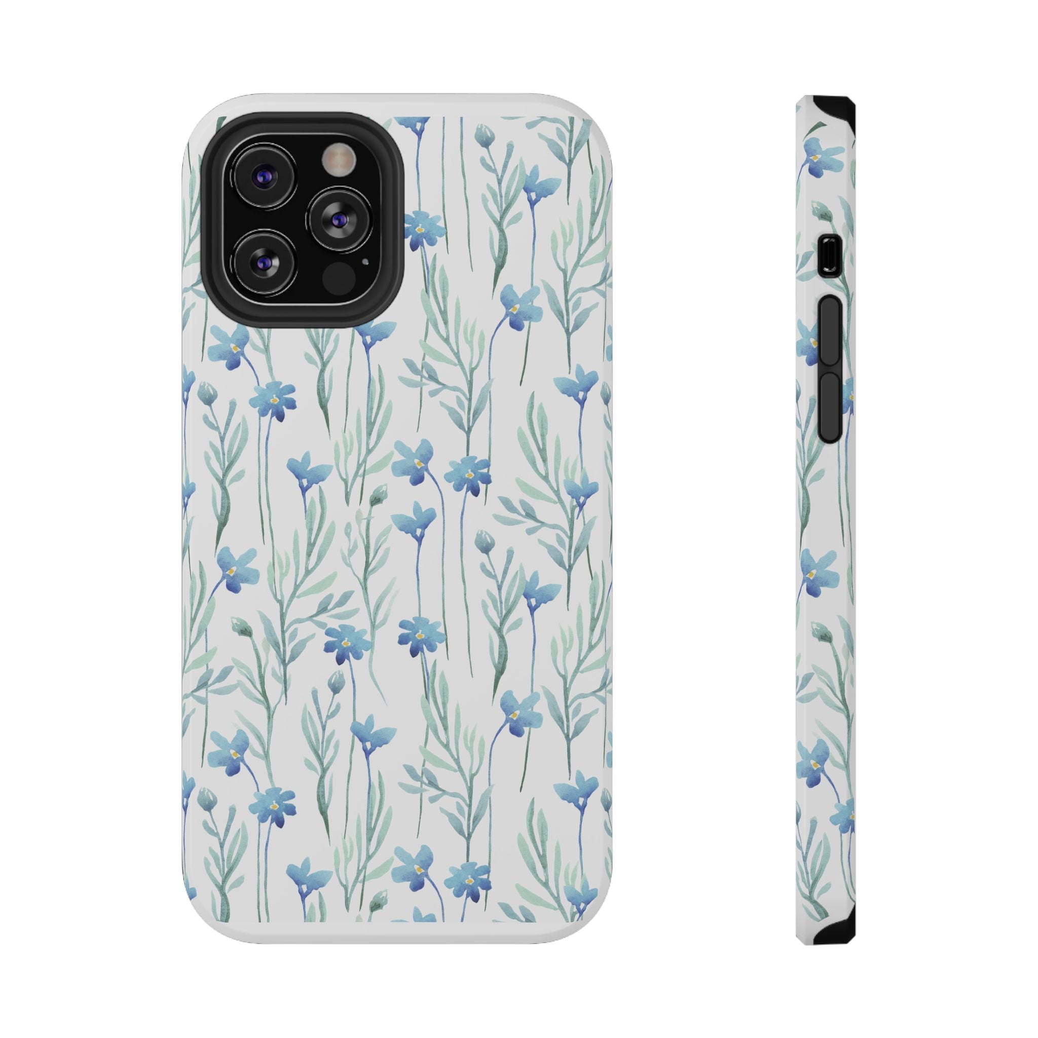 Customizable: Blue Floral Impact-Resistant Phone Case