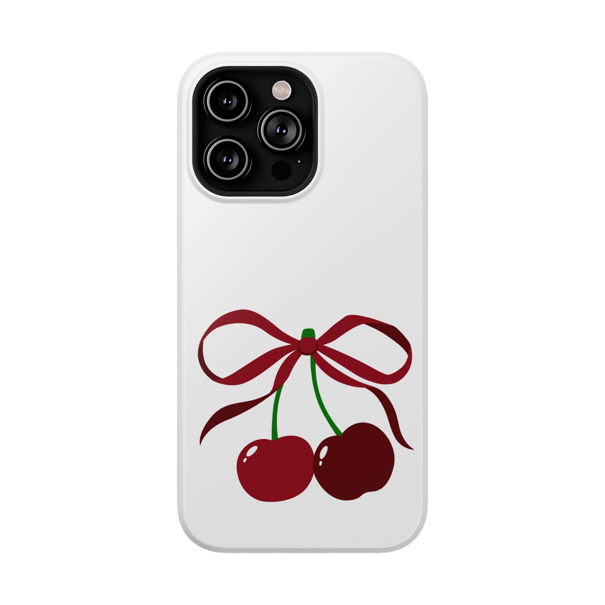 Customizable: Cherry Bow Impact-Resistant Case for Smartphones | Cute Phone Cover | Gift for Her | Cherry Lover's Accessory | Durable Phone Case