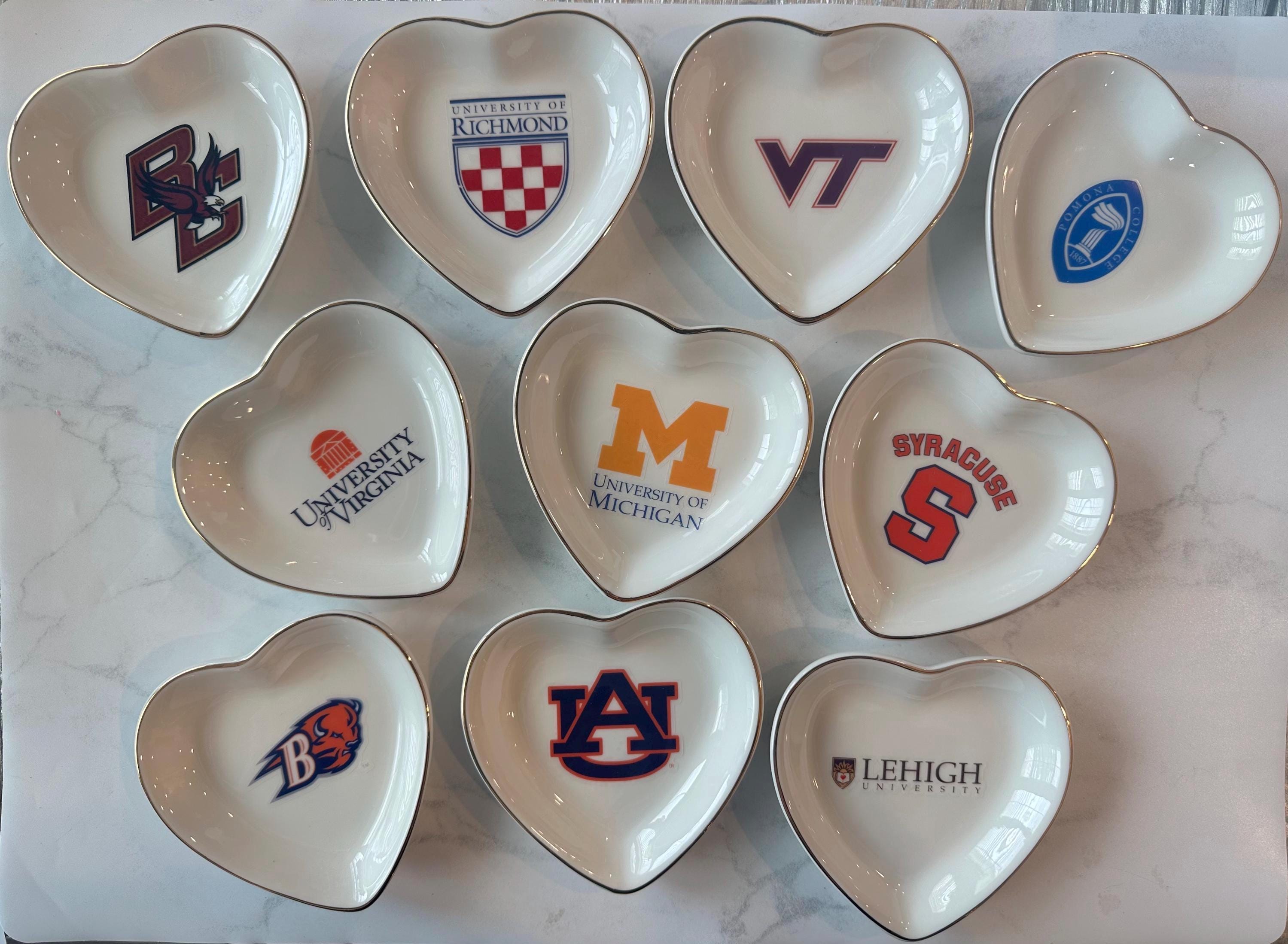 Customizable Custom Heart Trinket Ring Dish: Personalized College Logo, Name