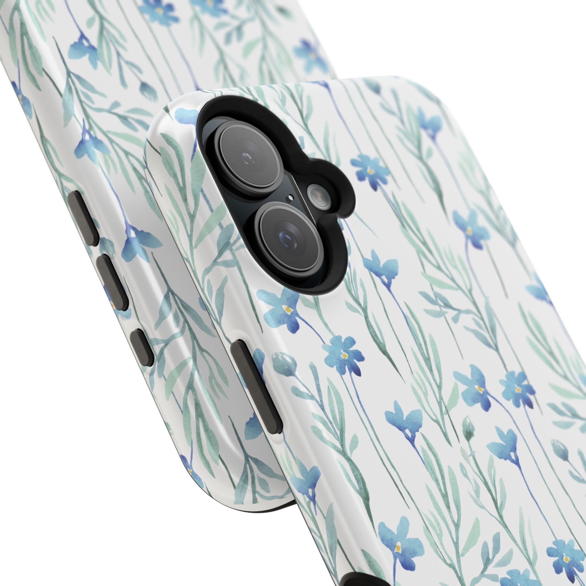 Customizable: Blue Floral Impact-Resistant Phone Case