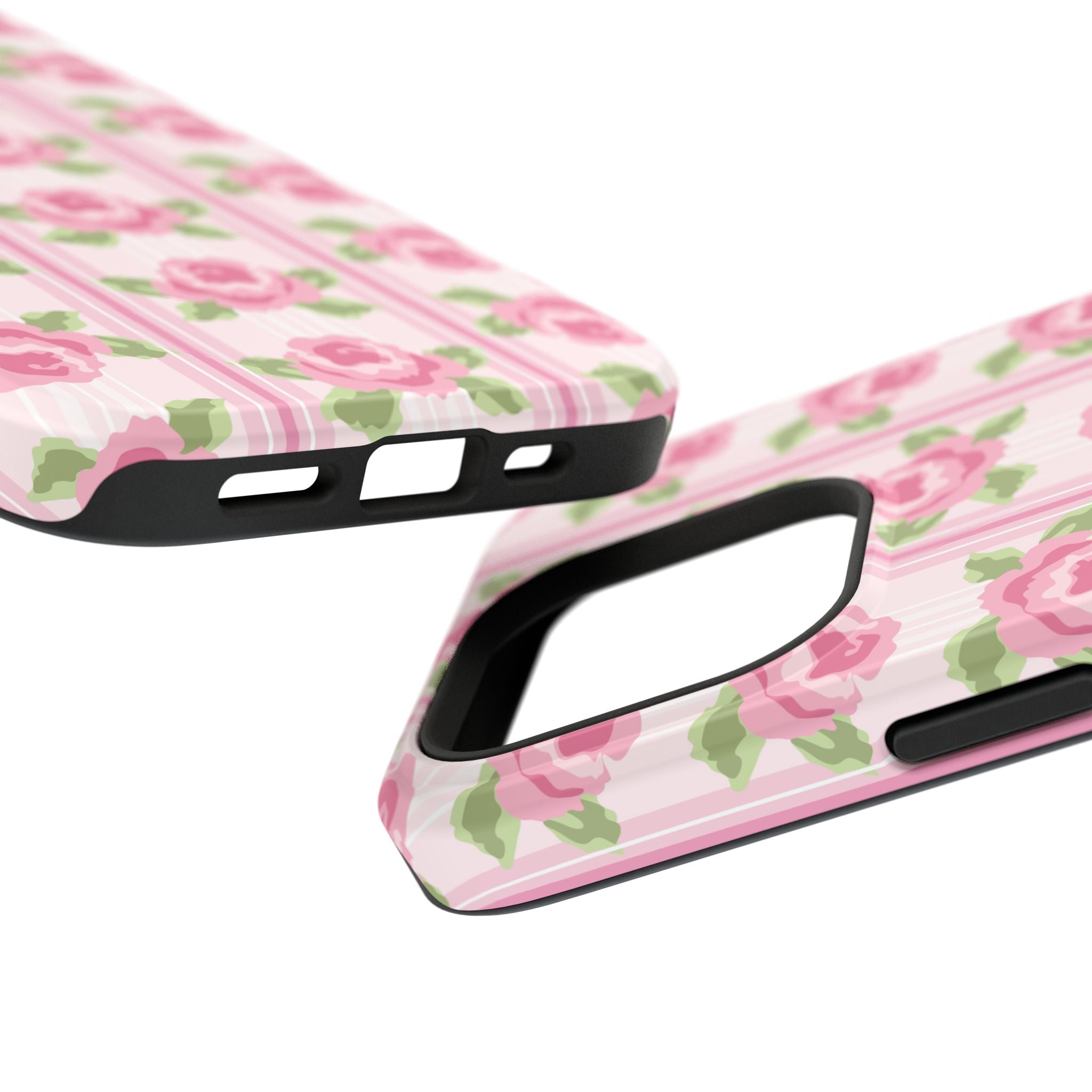 Customizable: Floral Impact-Resistant Phone Case, Pink Rose Pattern