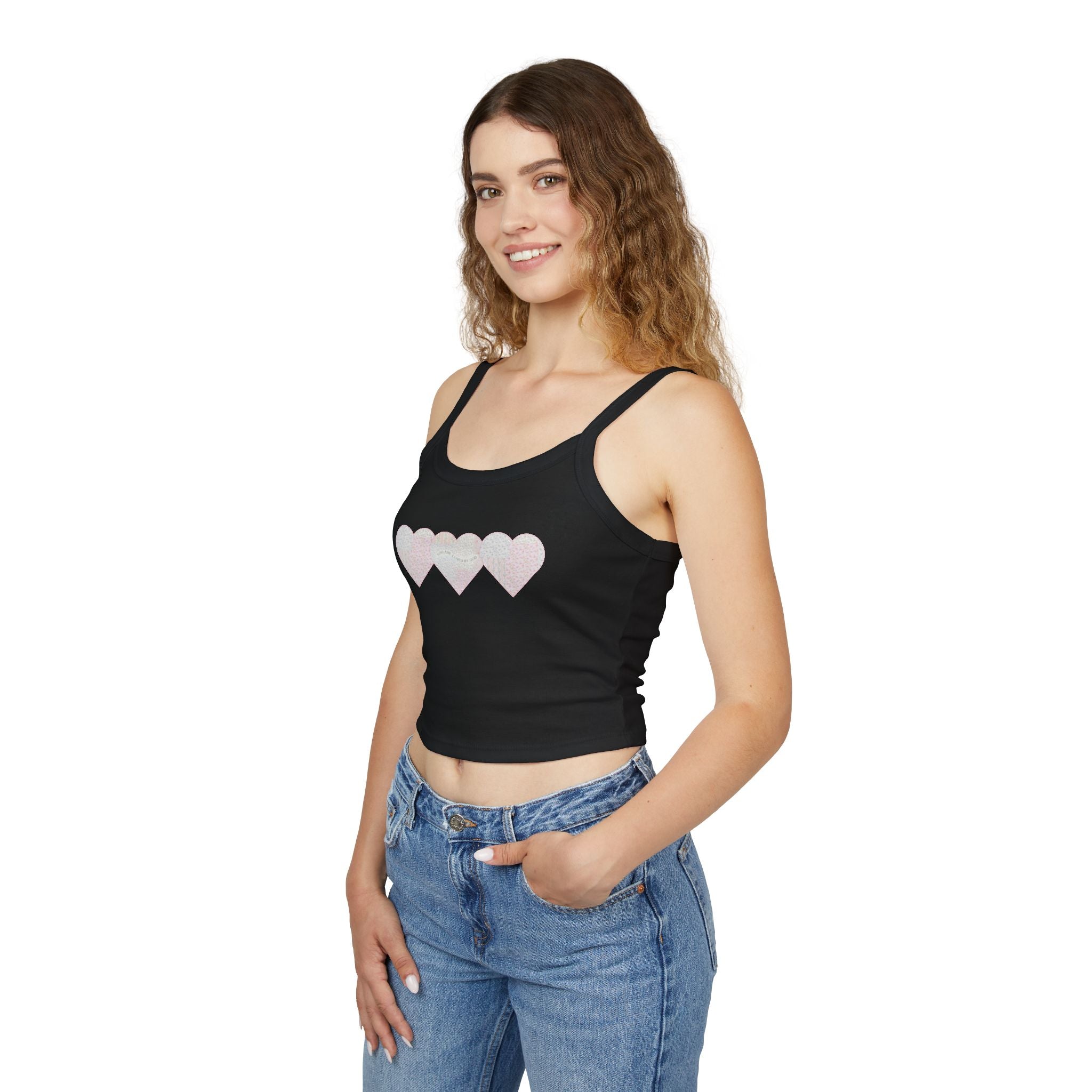 You are Loved by God Patchwork Hearts Spaghetti Strap Tank Top
