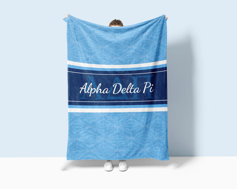 Alpha Delta Pi XL 60x80 Sherpa Throw Blanket - Midnight Horizon Diamond