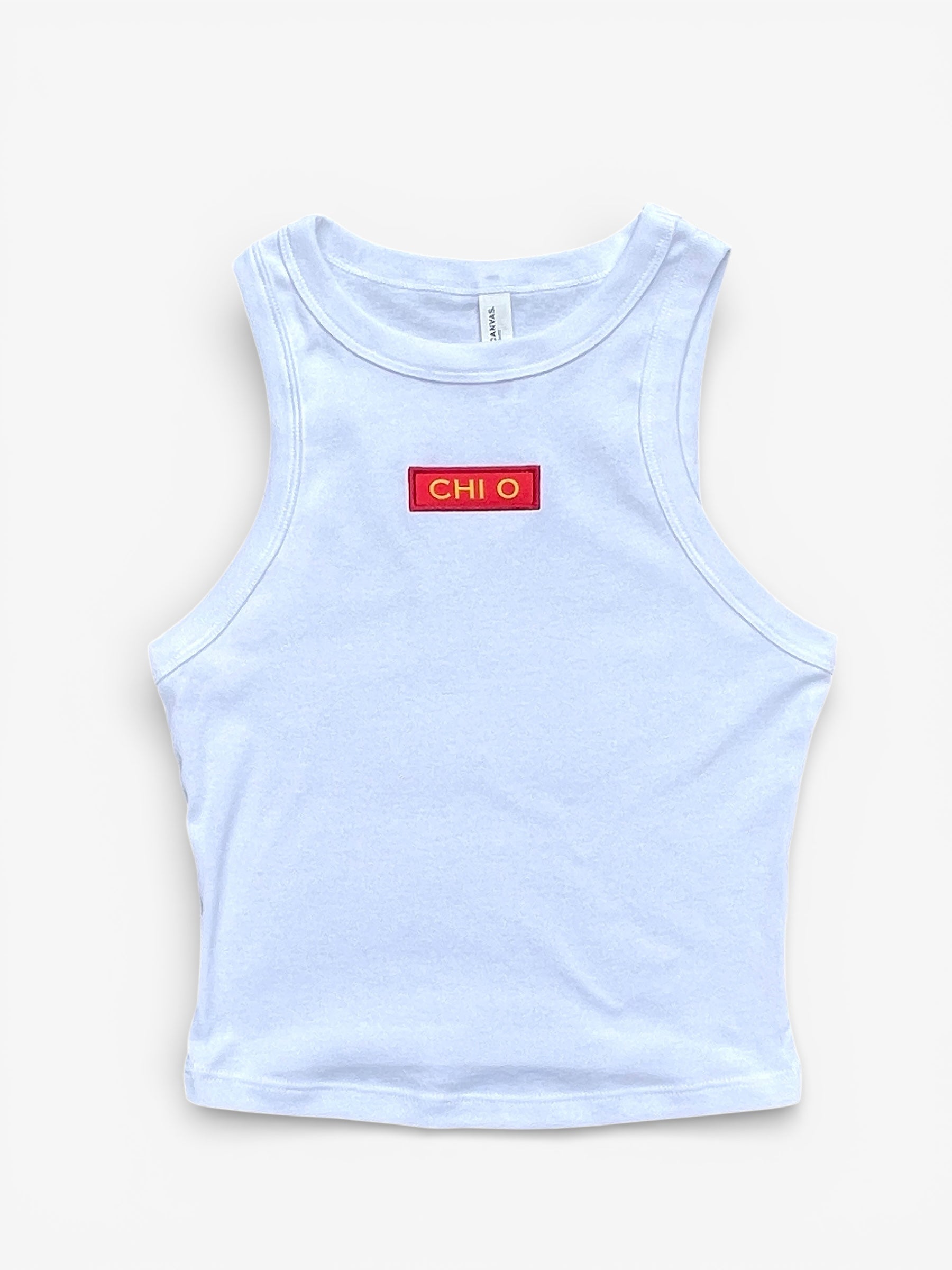 Chi Omega Woven Patch Crop Tank