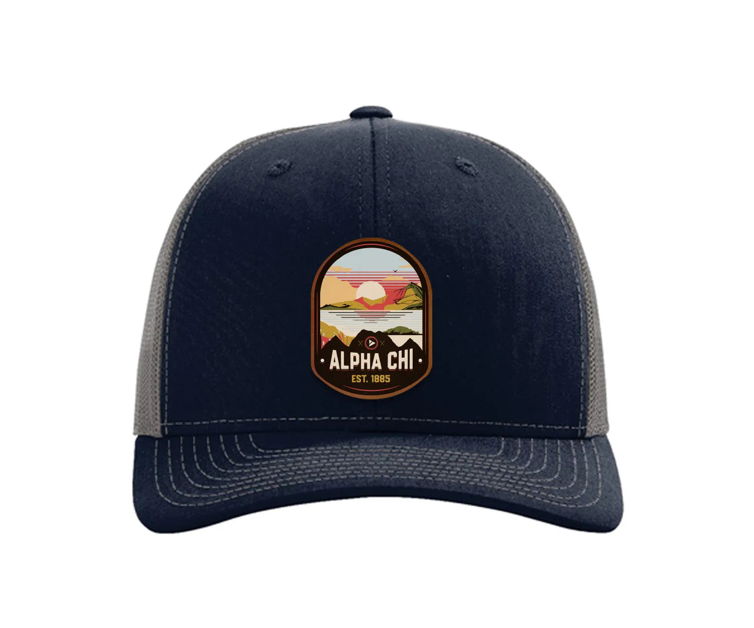Alpha Chi Omega Richardson 112 UV Print Leatherette Patch Trucker Hat - Ventura