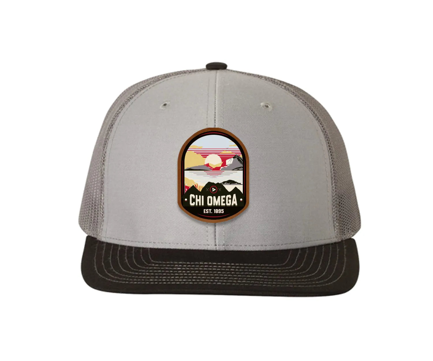 Chi Omega Richardson 112 UV Print Leatherette Patch Trucker Hat - Ventura